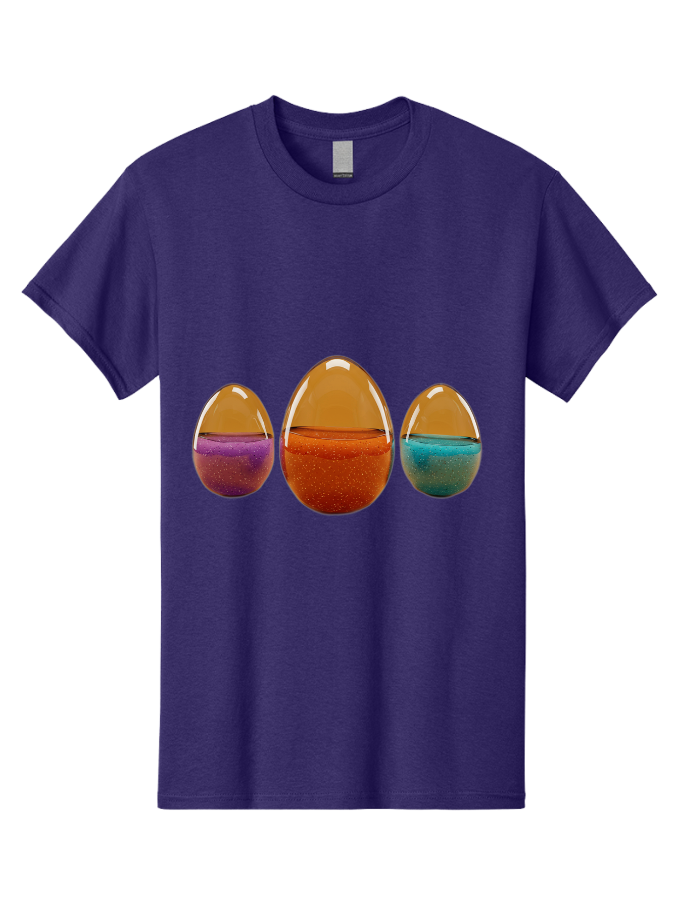 Easter-Eggs-12 Men'S Graphic Tee, 100% Cotton, Comfortable Casual Summer Wear, Machine Washable, Translucent Easter Eggs, Purple, Orange, Blue, Sparkly Contents, Festive Decorations, Spring Holiday, Colorful Eggs, Egg Decorations Baa606