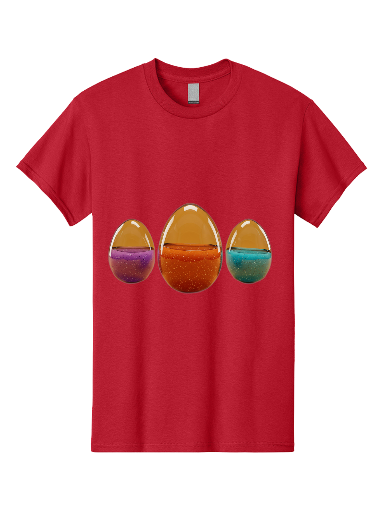 Easter-Eggs-12 Men'S Graphic Tee, 100% Cotton, Comfortable Casual Summer Wear, Machine Washable, Translucent Easter Eggs, Purple, Orange, Blue, Sparkly Contents, Festive Decorations, Spring Holiday, Colorful Eggs, Egg Decorations Baa606