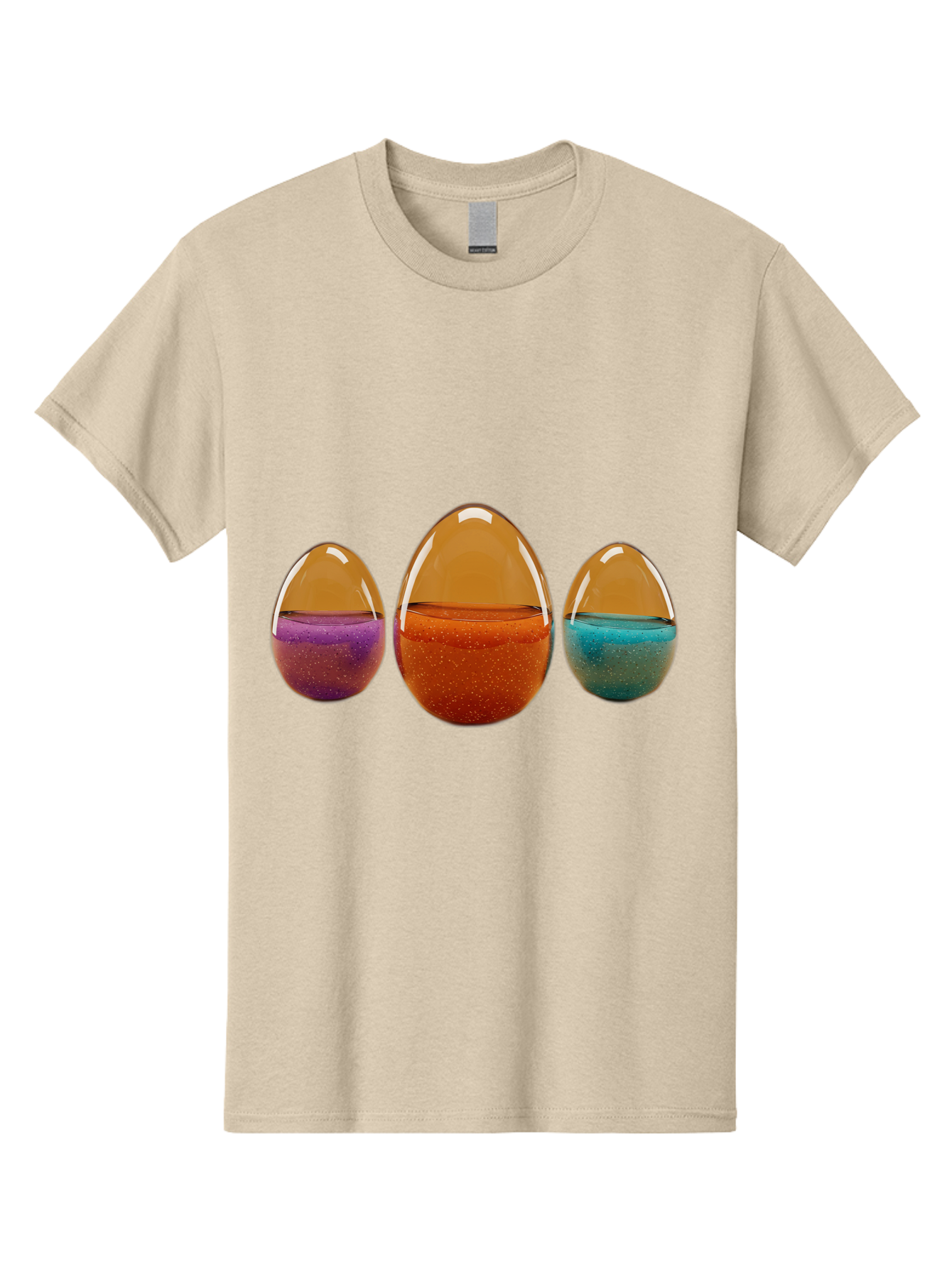 Easter-Eggs-12 Men'S Graphic Tee, 100% Cotton, Comfortable Casual Summer Wear, Machine Washable, Translucent Easter Eggs, Purple, Orange, Blue, Sparkly Contents, Festive Decorations, Spring Holiday, Colorful Eggs, Egg Decorations Baa606