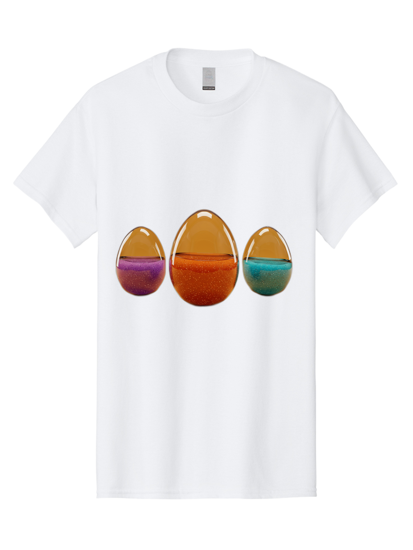 Easter-Eggs-12 Men'S Graphic Tee, 100% Cotton, Comfortable Casual Summer Wear, Machine Washable, Translucent Easter Eggs, Purple, Orange, Blue, Sparkly Contents, Festive Decorations, Spring Holiday, Colorful Eggs, Egg Decorations Baa606