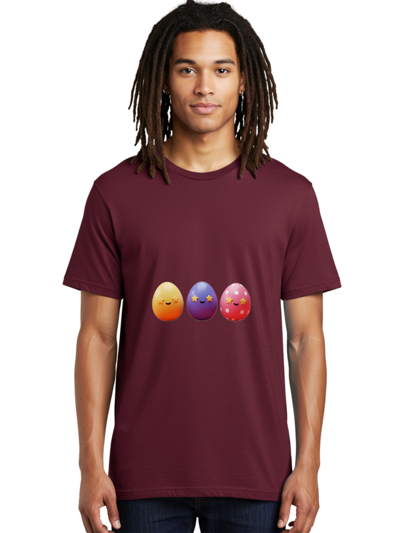 Easter-Eggs-2 Men'S Graphic Tee, 100% Cotton, Comfortable Casual Summer Wear, Machine Washable, Colorful Easter Eggs, Cartoon Eggs, Happy Faces, Smiling Eggs, Festive Decorations, Easter Celebration, Spring Theme, Vibrant Colors, Baa607