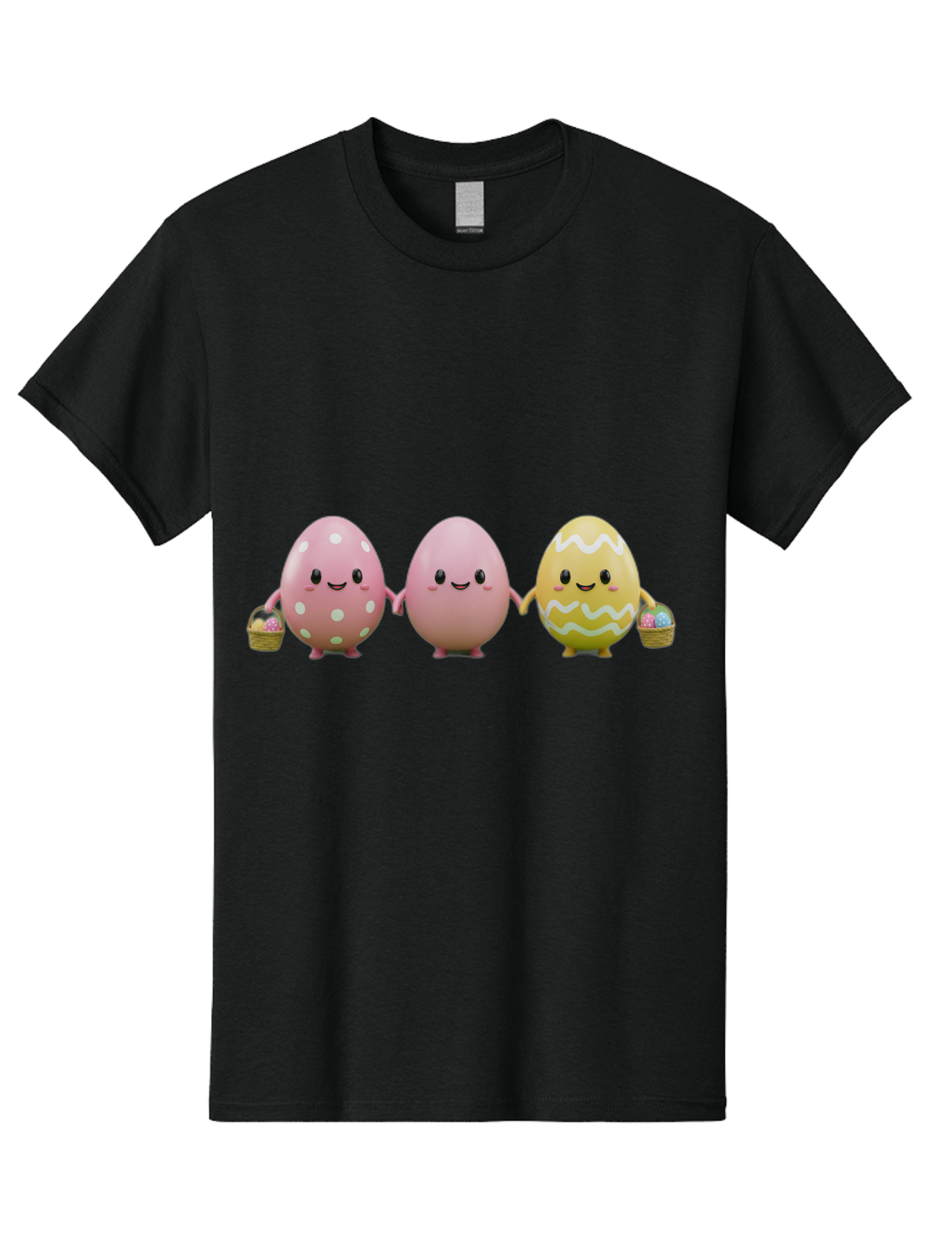 Easter-Eggs-3 Men'S Graphic Tee, 100% Cotton, Comfortable Casual Summer Wear, Machine Washable, Happy Easter Eggs, Smiling Faces, 3D Cartoon Eggs, Pastel Colors, Egg Decorations, Easter Basket, Festive Treats, Adorable Characters, Baa608