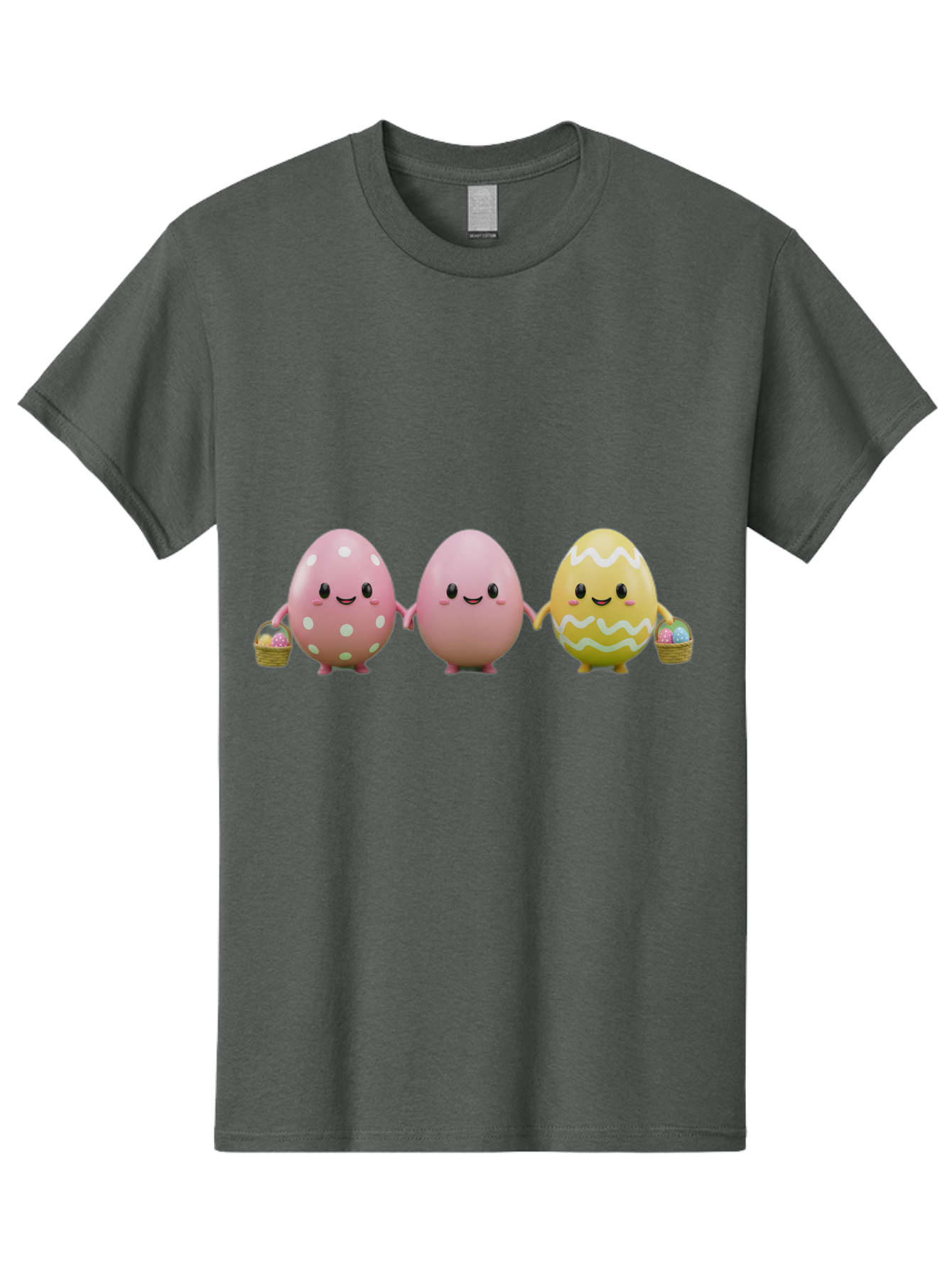Easter-Eggs-3 Men'S Graphic Tee, 100% Cotton, Comfortable Casual Summer Wear, Machine Washable, Happy Easter Eggs, Smiling Faces, 3D Cartoon Eggs, Pastel Colors, Egg Decorations, Easter Basket, Festive Treats, Adorable Characters, Baa608