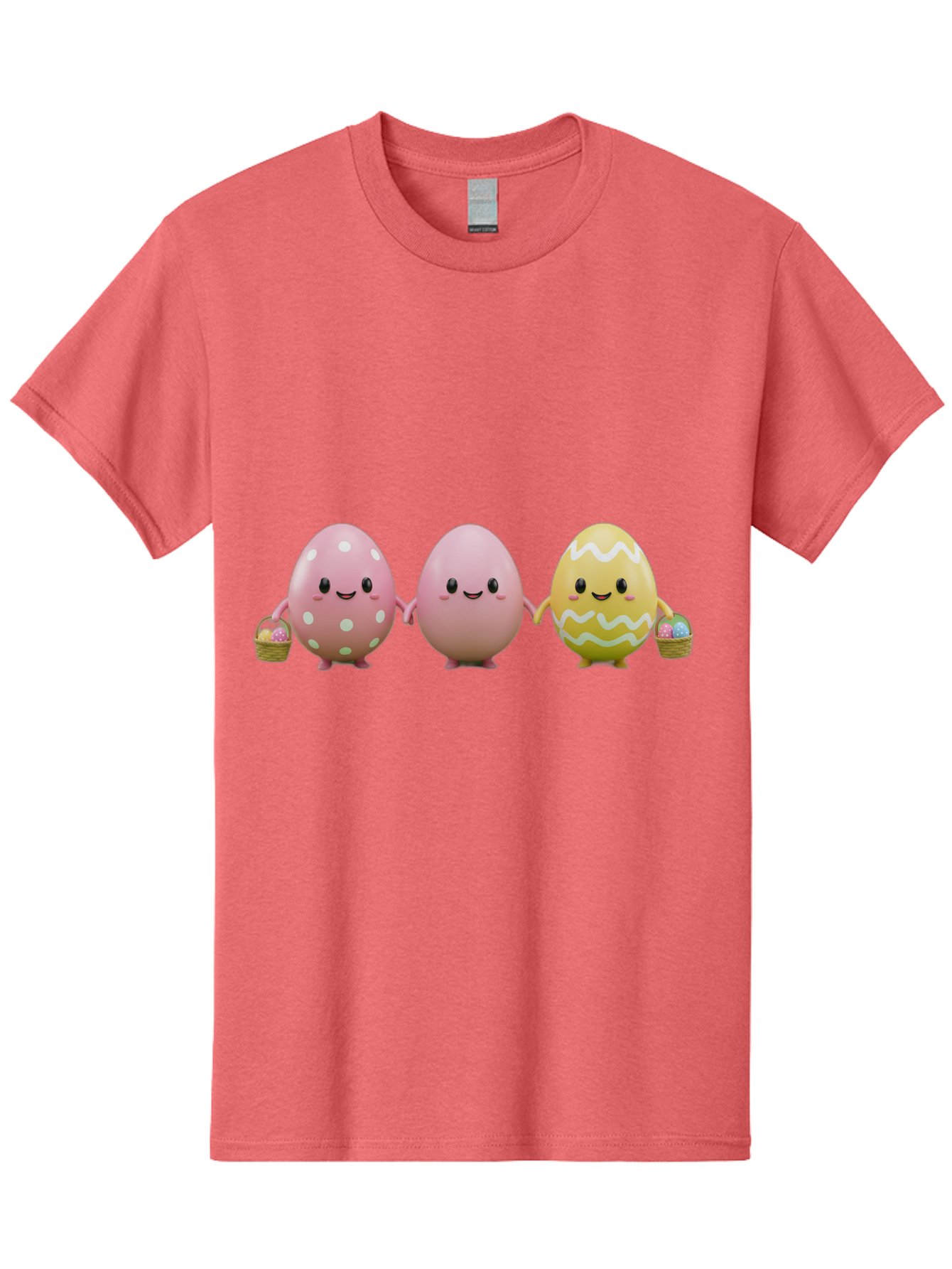 Easter-Eggs-3 Men'S Graphic Tee, 100% Cotton, Comfortable Casual Summer Wear, Machine Washable, Happy Easter Eggs, Smiling Faces, 3D Cartoon Eggs, Pastel Colors, Egg Decorations, Easter Basket, Festive Treats, Adorable Characters, Baa608