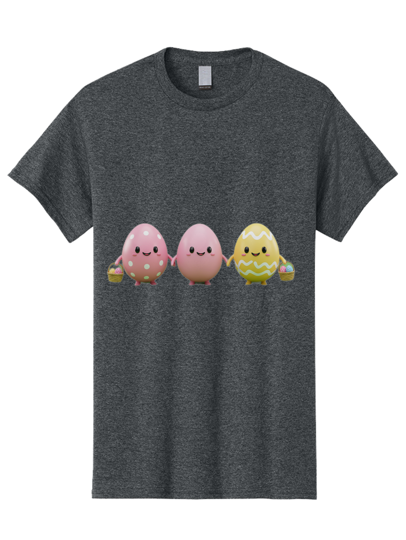 Easter-Eggs-3 Men'S Graphic Tee, 100% Cotton, Comfortable Casual Summer Wear, Machine Washable, Happy Easter Eggs, Smiling Faces, 3D Cartoon Eggs, Pastel Colors, Egg Decorations, Easter Basket, Festive Treats, Adorable Characters, Baa608