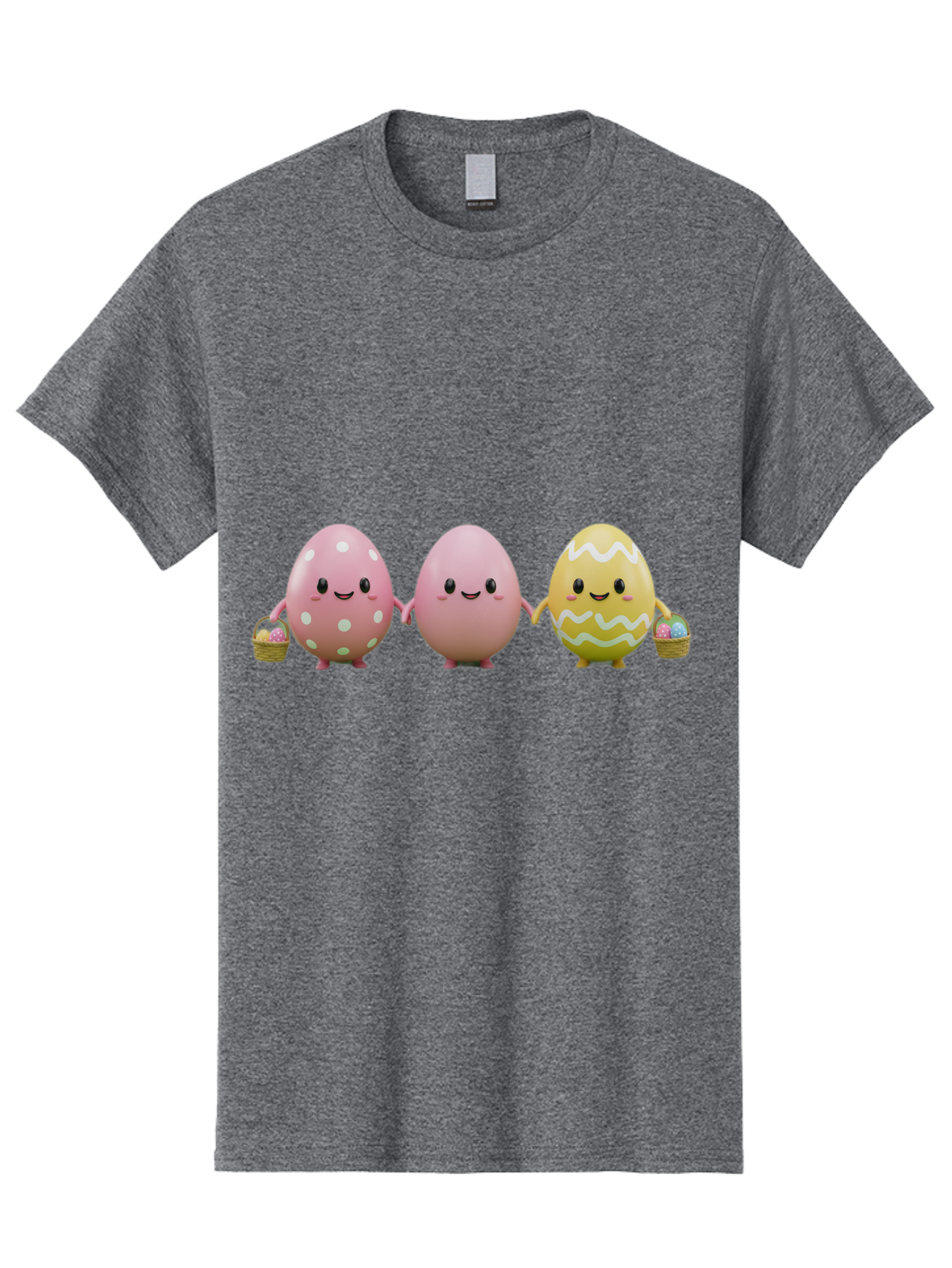 Easter-Eggs-3 Men'S Graphic Tee, 100% Cotton, Comfortable Casual Summer Wear, Machine Washable, Happy Easter Eggs, Smiling Faces, 3D Cartoon Eggs, Pastel Colors, Egg Decorations, Easter Basket, Festive Treats, Adorable Characters, Baa608