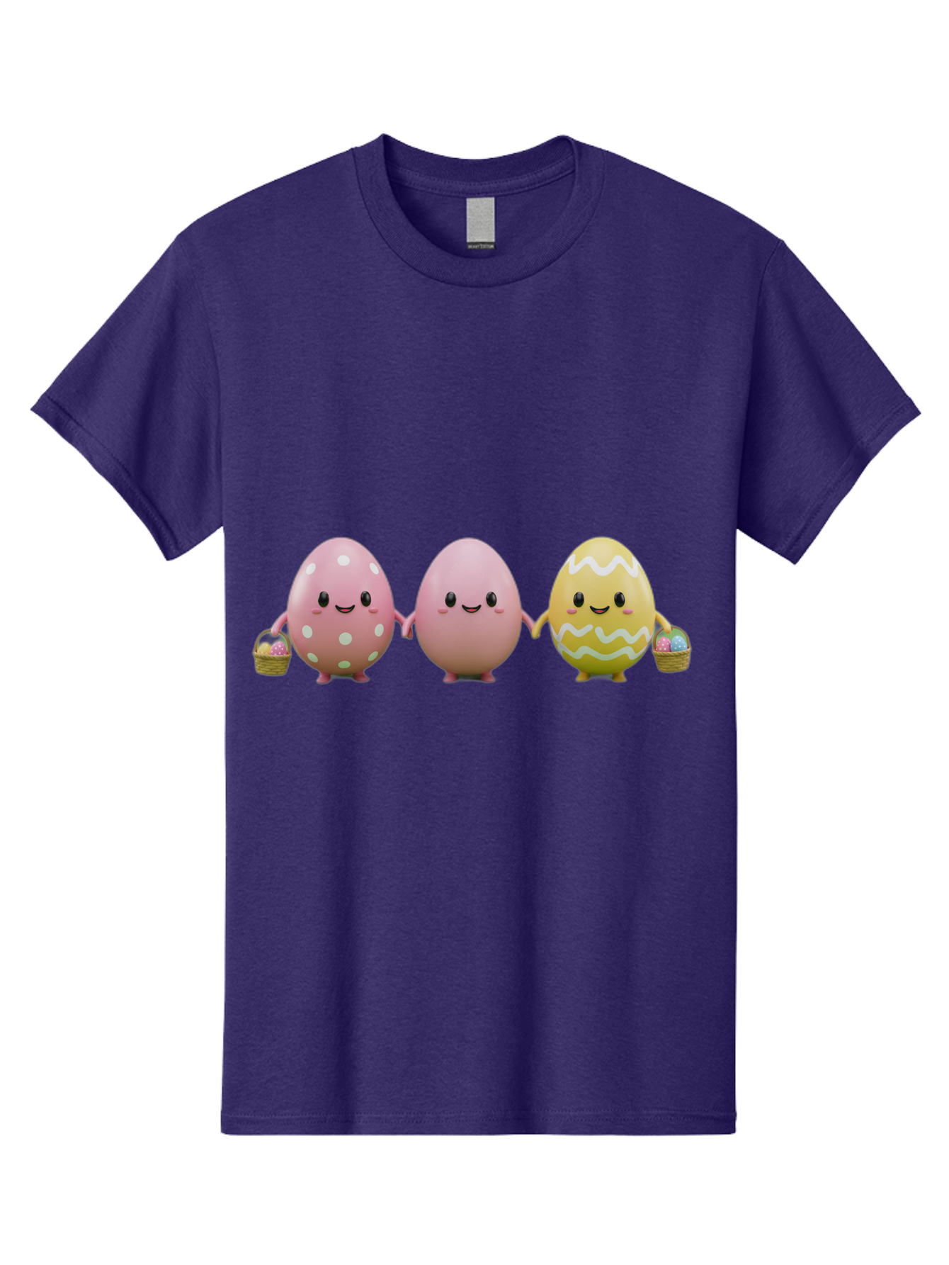 Easter-Eggs-3 Men'S Graphic Tee, 100% Cotton, Comfortable Casual Summer Wear, Machine Washable, Happy Easter Eggs, Smiling Faces, 3D Cartoon Eggs, Pastel Colors, Egg Decorations, Easter Basket, Festive Treats, Adorable Characters, Baa608