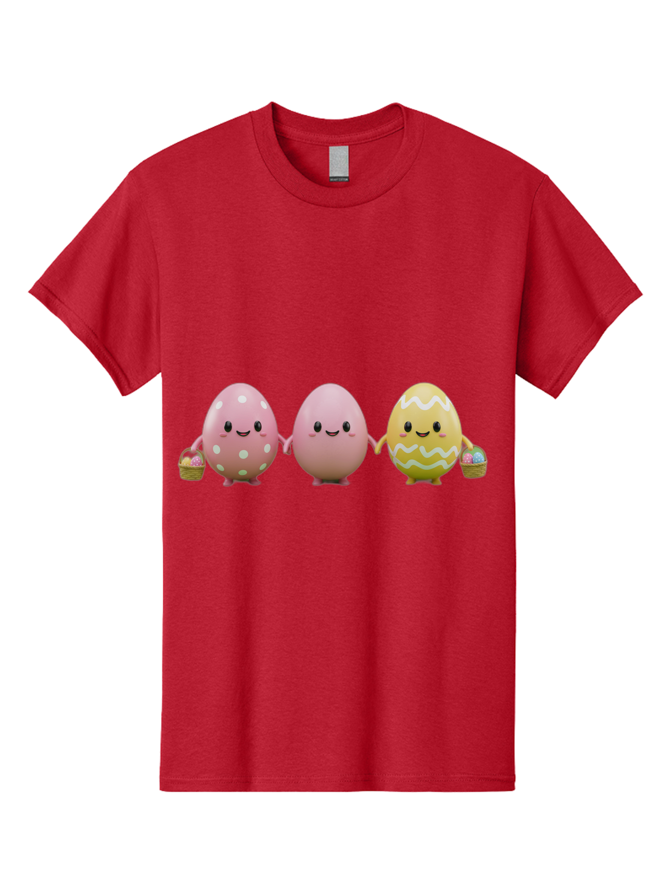 Easter-Eggs-3 Men'S Graphic Tee, 100% Cotton, Comfortable Casual Summer Wear, Machine Washable, Happy Easter Eggs, Smiling Faces, 3D Cartoon Eggs, Pastel Colors, Egg Decorations, Easter Basket, Festive Treats, Adorable Characters, Baa608