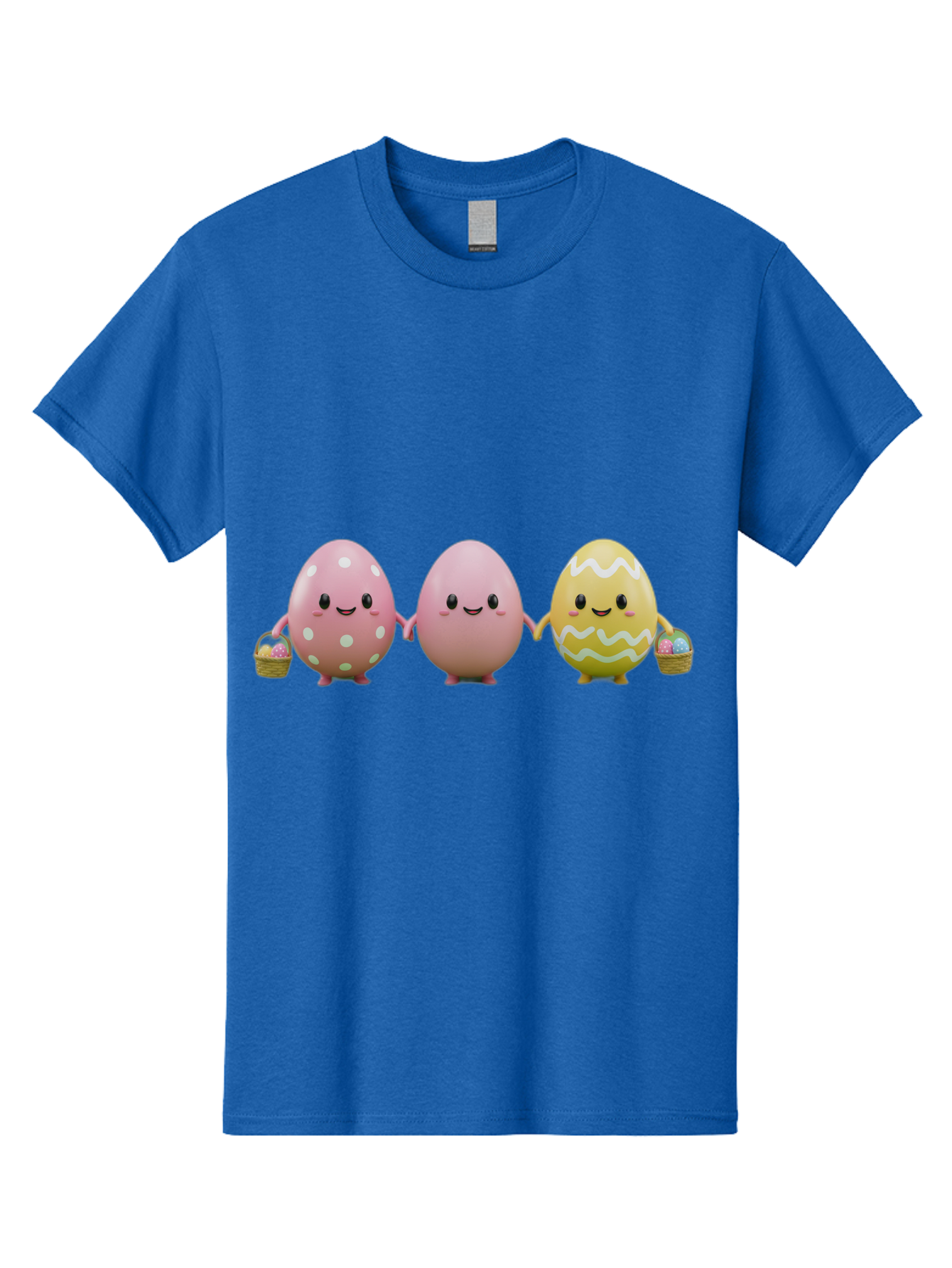 Easter-Eggs-3 Men'S Graphic Tee, 100% Cotton, Comfortable Casual Summer Wear, Machine Washable, Happy Easter Eggs, Smiling Faces, 3D Cartoon Eggs, Pastel Colors, Egg Decorations, Easter Basket, Festive Treats, Adorable Characters, Baa608
