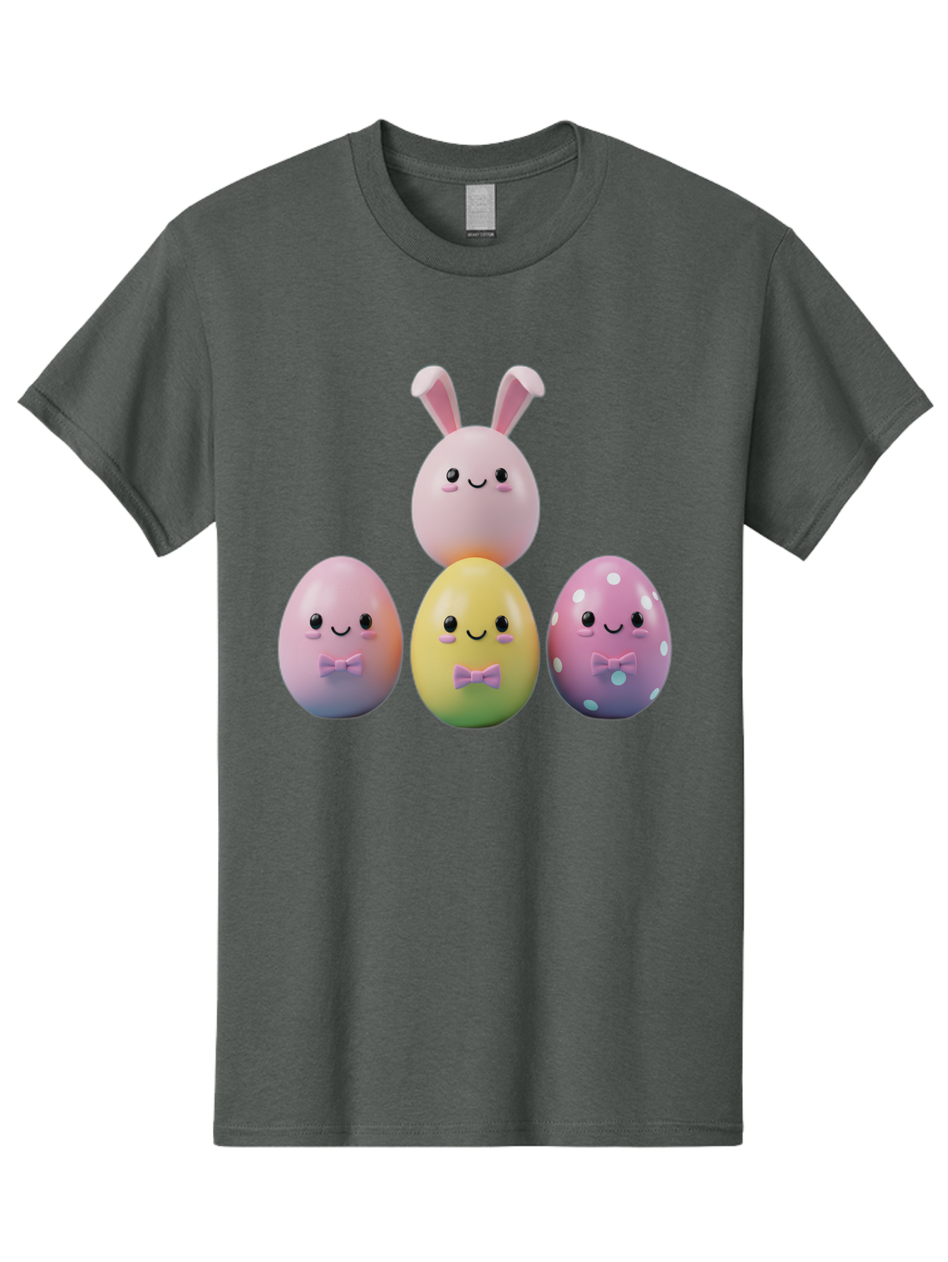 Easter-Eggs-5 Men'S Graphic Tee, 100% Cotton, Comfortable Casual Summer Wear, Machine Washable, Easter Eggs With Smiling Faces, Pastel Colors, Bow Ties, Bunny Ears, Festive Decor, Spring Theme, Cartoon Style, Adorable Characters, Happy Easter, Baa610