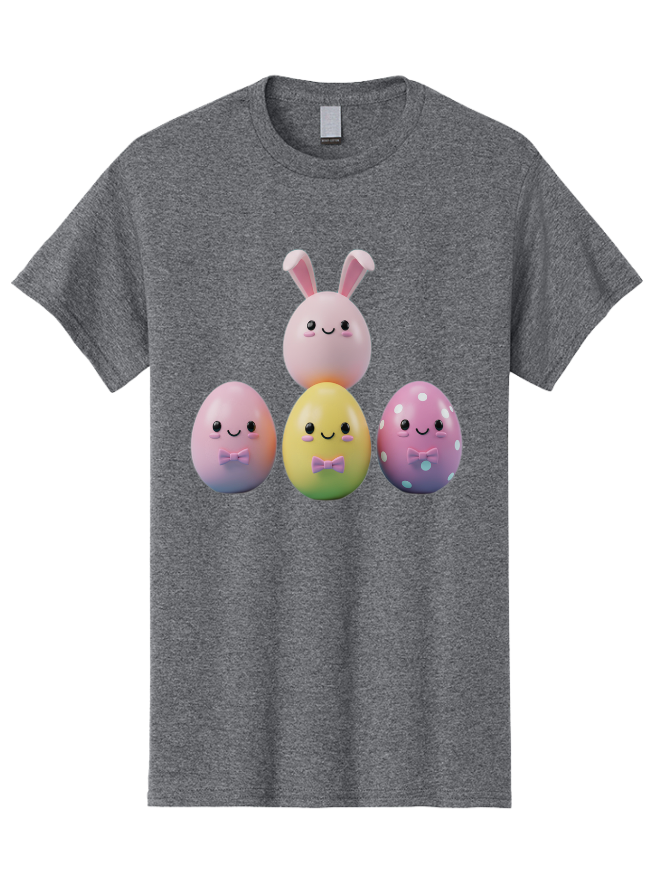 Easter-Eggs-5 Men'S Graphic Tee, 100% Cotton, Comfortable Casual Summer Wear, Machine Washable, Easter Eggs With Smiling Faces, Pastel Colors, Bow Ties, Bunny Ears, Festive Decor, Spring Theme, Cartoon Style, Adorable Characters, Happy Easter, Baa610