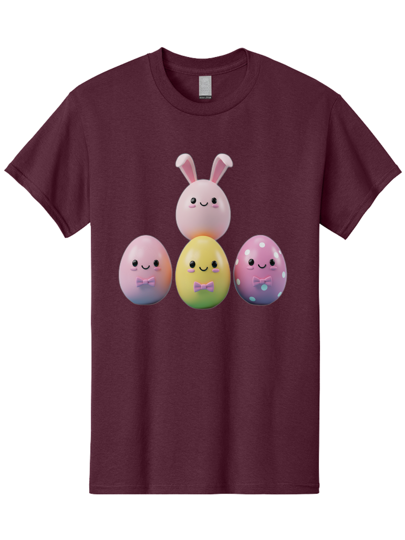 Easter-Eggs-5 Men'S Graphic Tee, 100% Cotton, Comfortable Casual Summer Wear, Machine Washable, Easter Eggs With Smiling Faces, Pastel Colors, Bow Ties, Bunny Ears, Festive Decor, Spring Theme, Cartoon Style, Adorable Characters, Happy Easter, Baa610