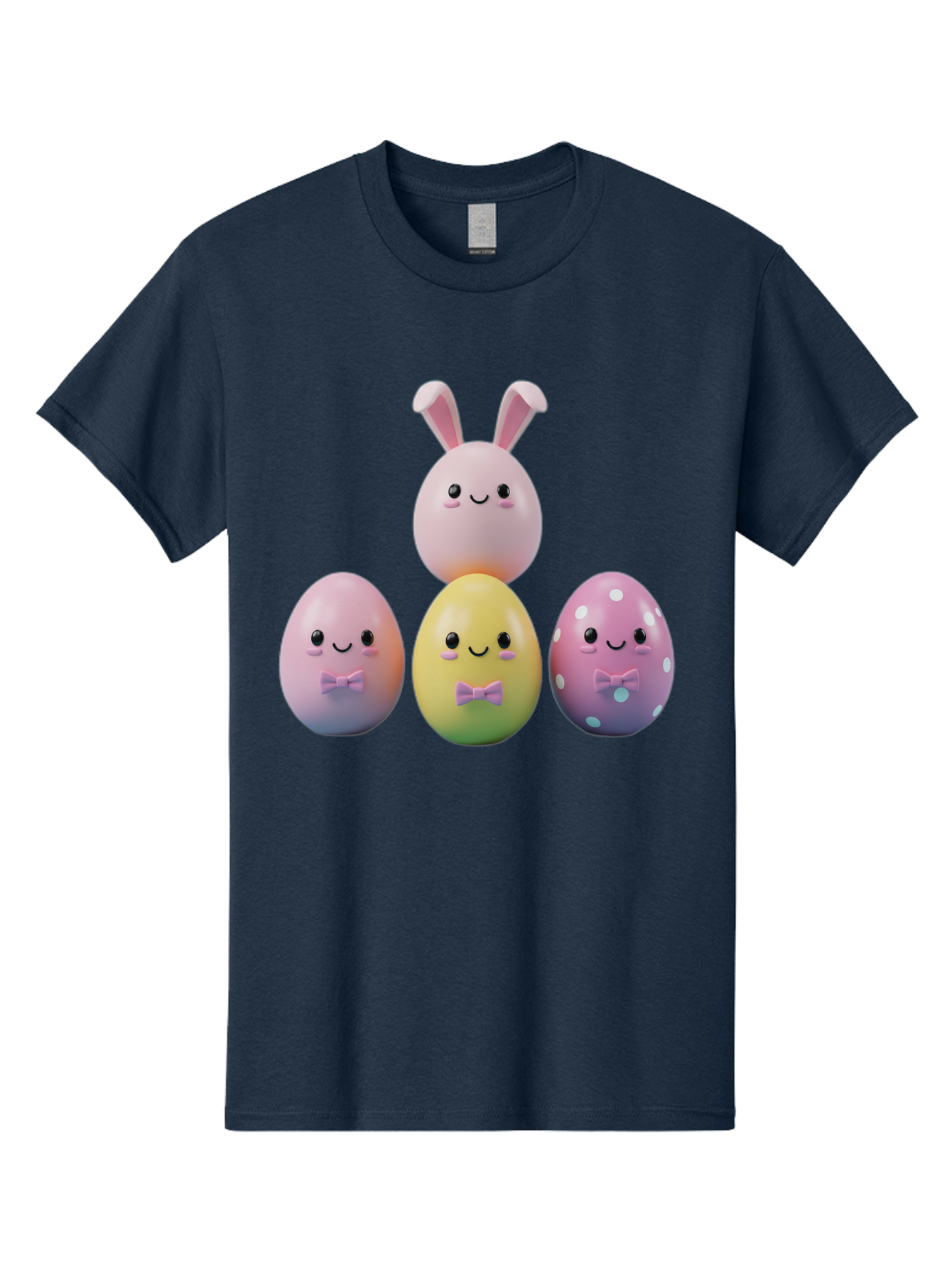 Easter-Eggs-5 Men'S Graphic Tee, 100% Cotton, Comfortable Casual Summer Wear, Machine Washable, Easter Eggs With Smiling Faces, Pastel Colors, Bow Ties, Bunny Ears, Festive Decor, Spring Theme, Cartoon Style, Adorable Characters, Happy Easter, Baa610