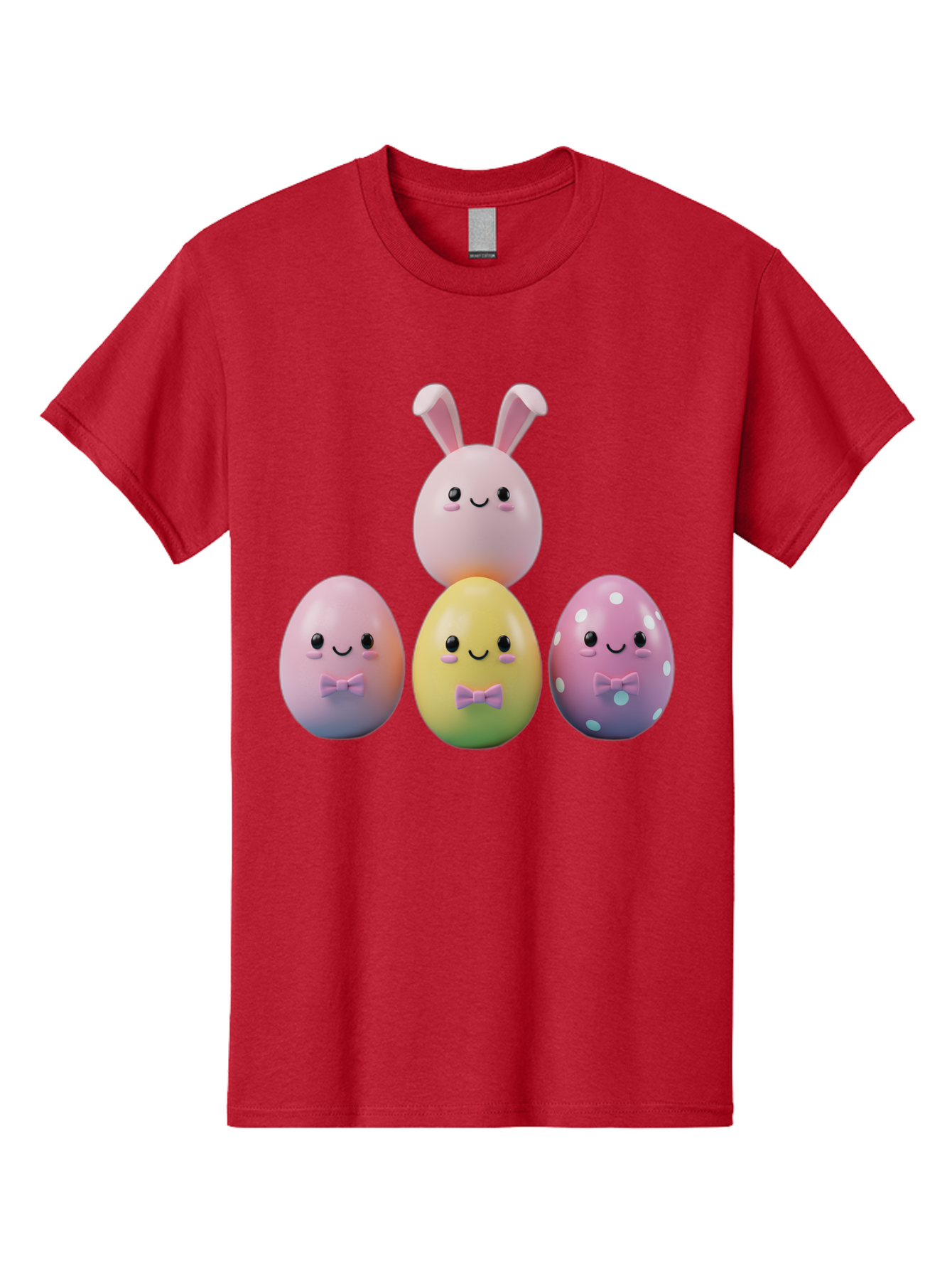 Easter-Eggs-5 Men'S Graphic Tee, 100% Cotton, Comfortable Casual Summer Wear, Machine Washable, Easter Eggs With Smiling Faces, Pastel Colors, Bow Ties, Bunny Ears, Festive Decor, Spring Theme, Cartoon Style, Adorable Characters, Happy Easter, Baa610