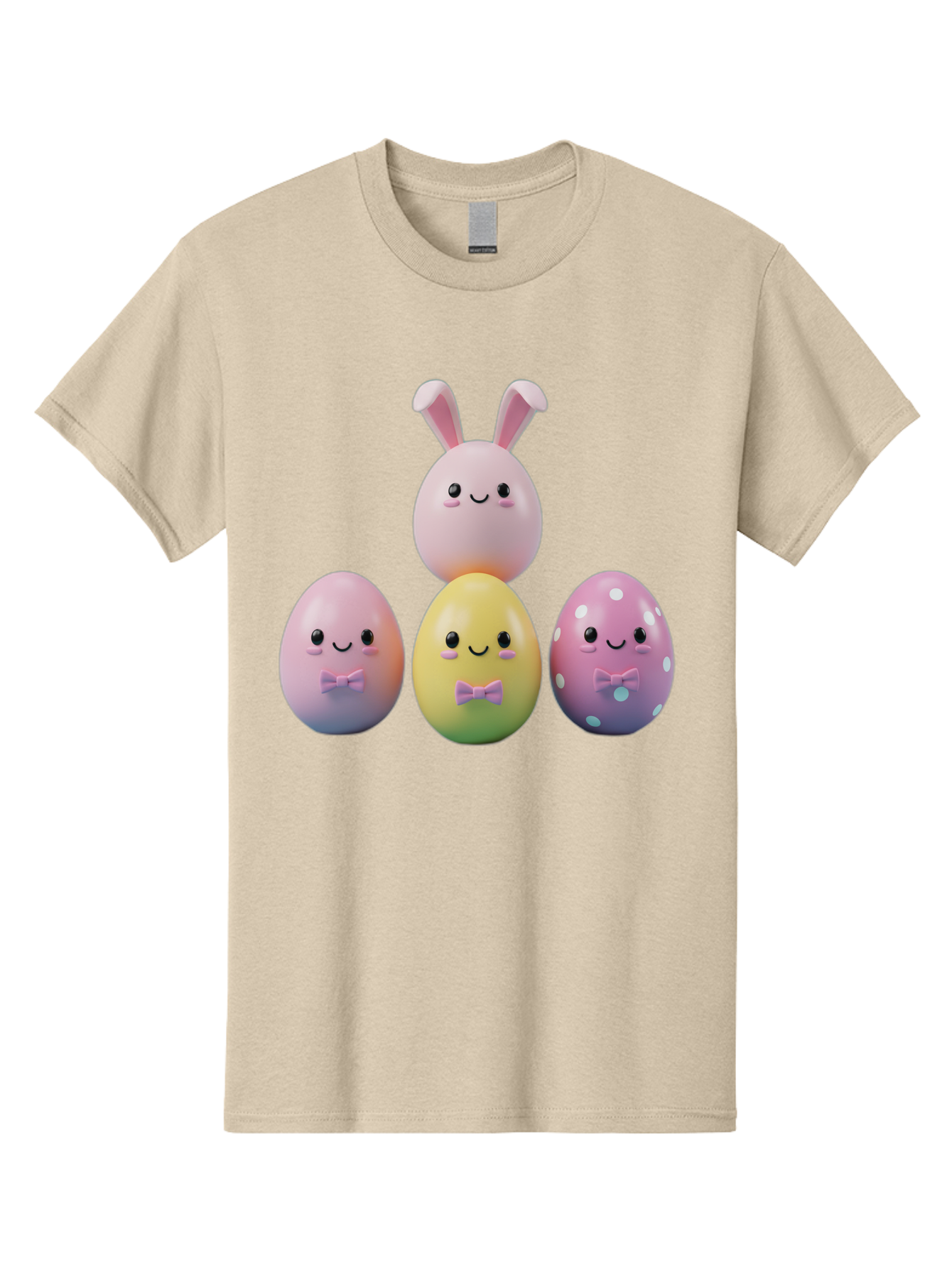 Easter-Eggs-5 Men'S Graphic Tee, 100% Cotton, Comfortable Casual Summer Wear, Machine Washable, Easter Eggs With Smiling Faces, Pastel Colors, Bow Ties, Bunny Ears, Festive Decor, Spring Theme, Cartoon Style, Adorable Characters, Happy Easter, Baa610