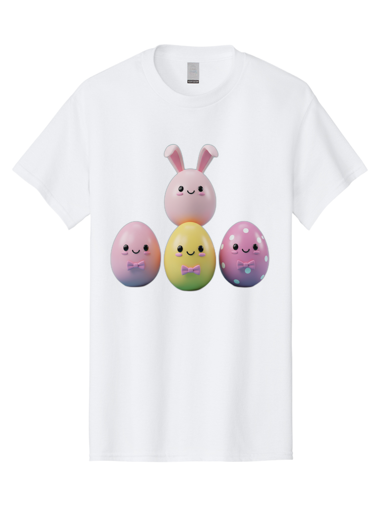 Easter-Eggs-5 Men'S Graphic Tee, 100% Cotton, Comfortable Casual Summer Wear, Machine Washable, Easter Eggs With Smiling Faces, Pastel Colors, Bow Ties, Bunny Ears, Festive Decor, Spring Theme, Cartoon Style, Adorable Characters, Happy Easter, Baa610