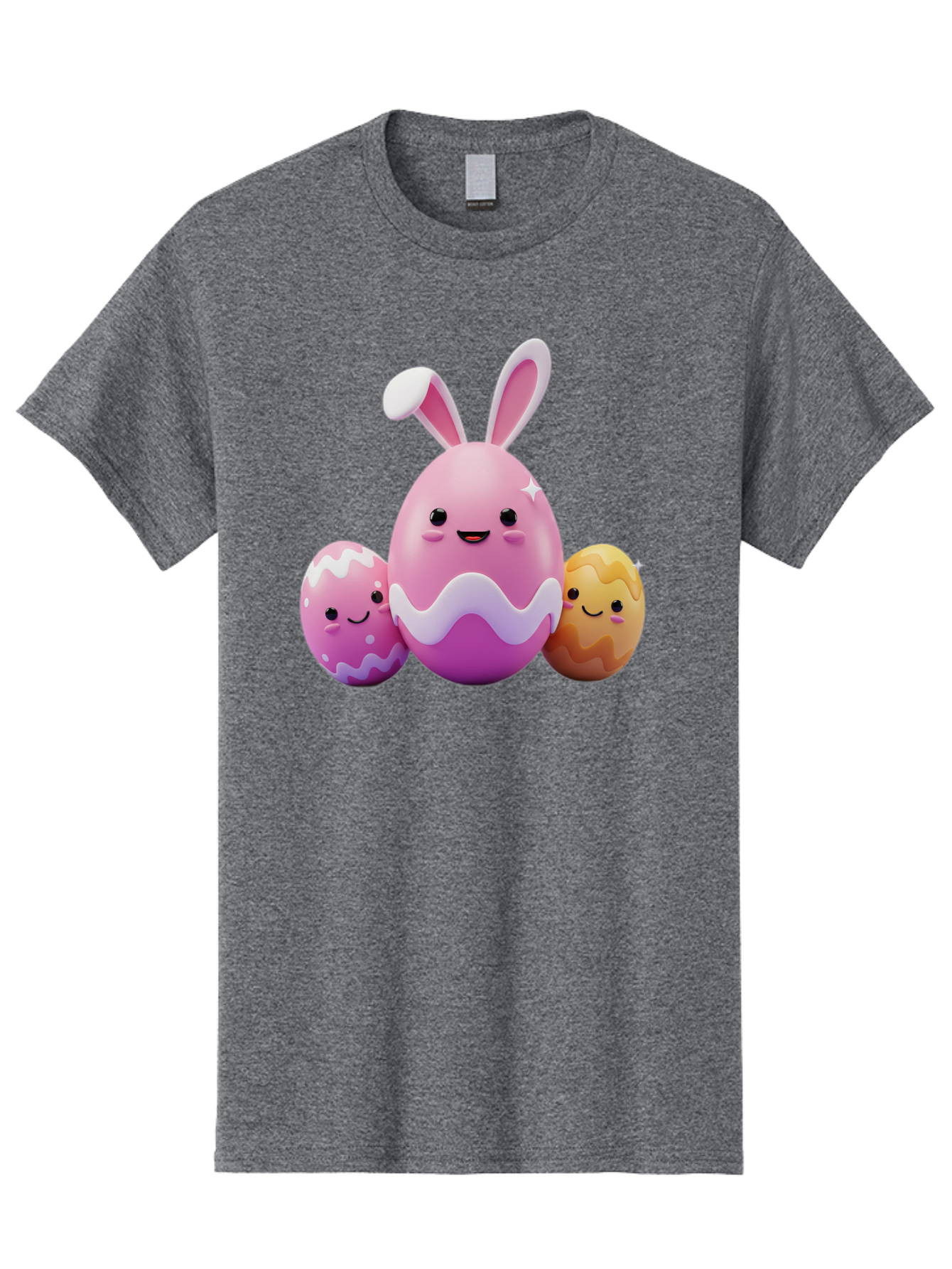 Easter-Eggs-6 Men'S Graphic Tee, 100% Cotton, Comfortable Casual Summer Wear, Machine Washable, Cartoon Easter Eggs, Easter Bunny Egg, Happy Easter, Easter Egg Hunt, Colorful Eggs, Decorated Eggs, Spring Season, Cute Characters, Smiling Faces Baa611