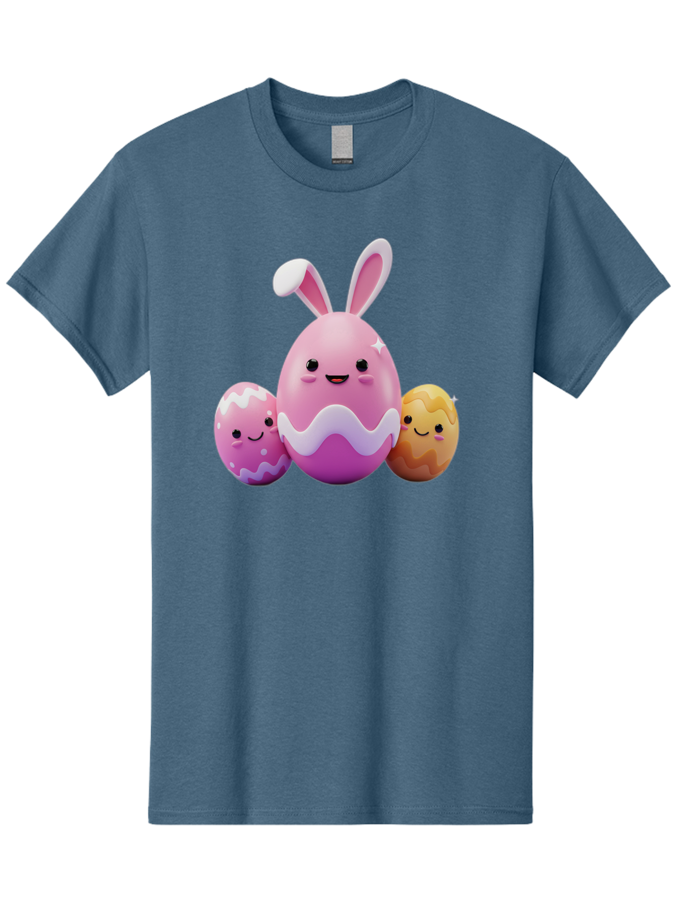 Easter-Eggs-6 Men'S Graphic Tee, 100% Cotton, Comfortable Casual Summer Wear, Machine Washable, Cartoon Easter Eggs, Easter Bunny Egg, Happy Easter, Easter Egg Hunt, Colorful Eggs, Decorated Eggs, Spring Season, Cute Characters, Smiling Faces Baa611