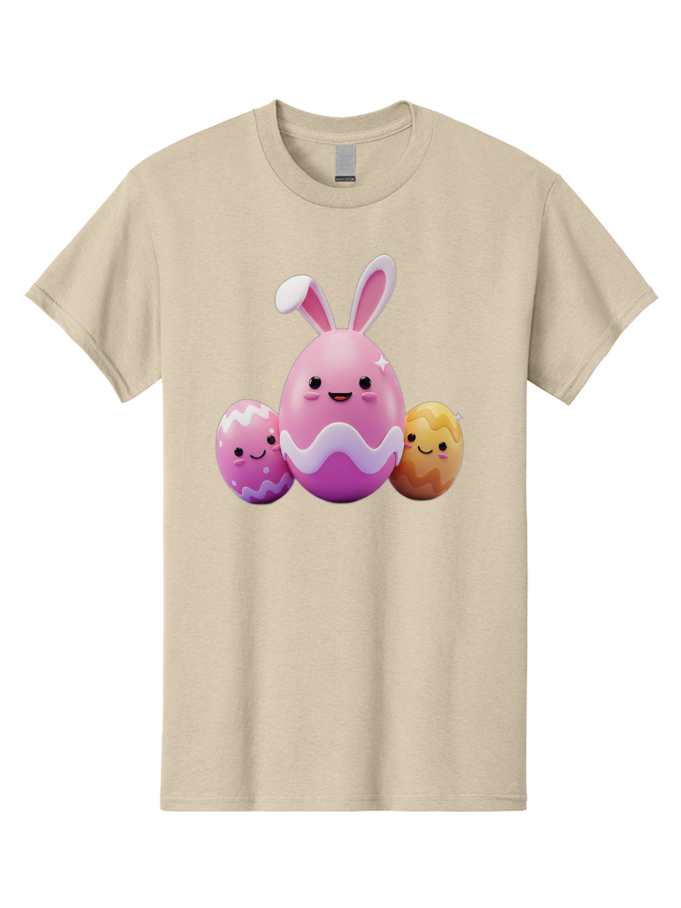 Easter-Eggs-6 Men'S Graphic Tee, 100% Cotton, Comfortable Casual Summer Wear, Machine Washable, Cartoon Easter Eggs, Easter Bunny Egg, Happy Easter, Easter Egg Hunt, Colorful Eggs, Decorated Eggs, Spring Season, Cute Characters, Smiling Faces Baa611