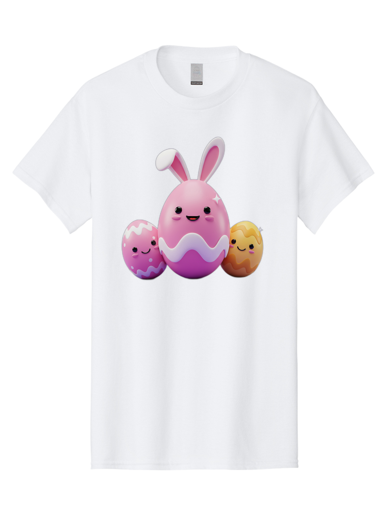 Easter-Eggs-6 Men'S Graphic Tee, 100% Cotton, Comfortable Casual Summer Wear, Machine Washable, Cartoon Easter Eggs, Easter Bunny Egg, Happy Easter, Easter Egg Hunt, Colorful Eggs, Decorated Eggs, Spring Season, Cute Characters, Smiling Faces Baa611