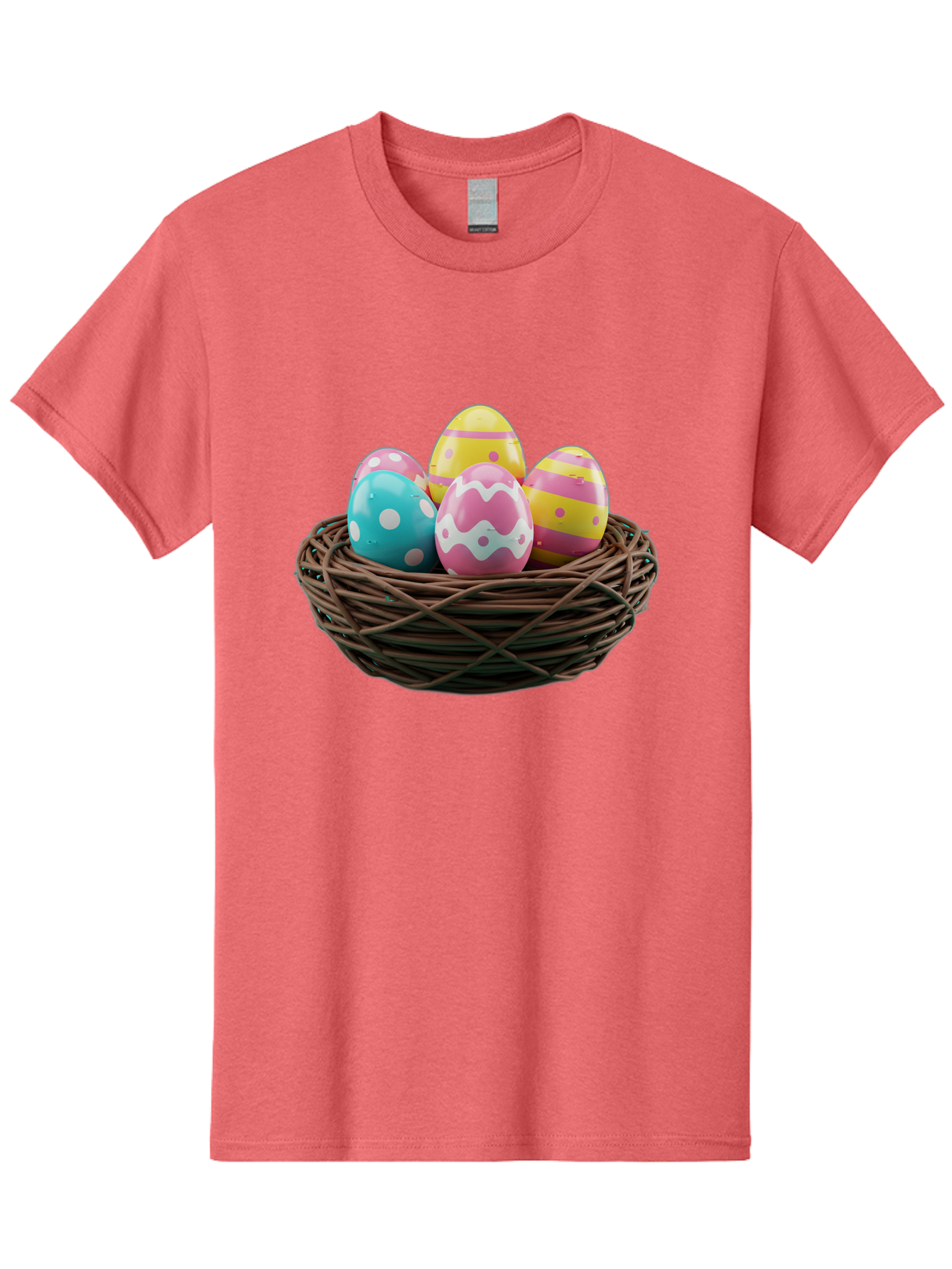Easter-Eggs-8 Men'S Graphic Tee, 100% Cotton, Comfortable Casual Summer Wear, Machine Washable, Painted Easter Eggs, Wicker Basket, Festive Decorations, Spring Holiday, Colorful Eggs, Easter Celebration, Pastel Colors, Baa613