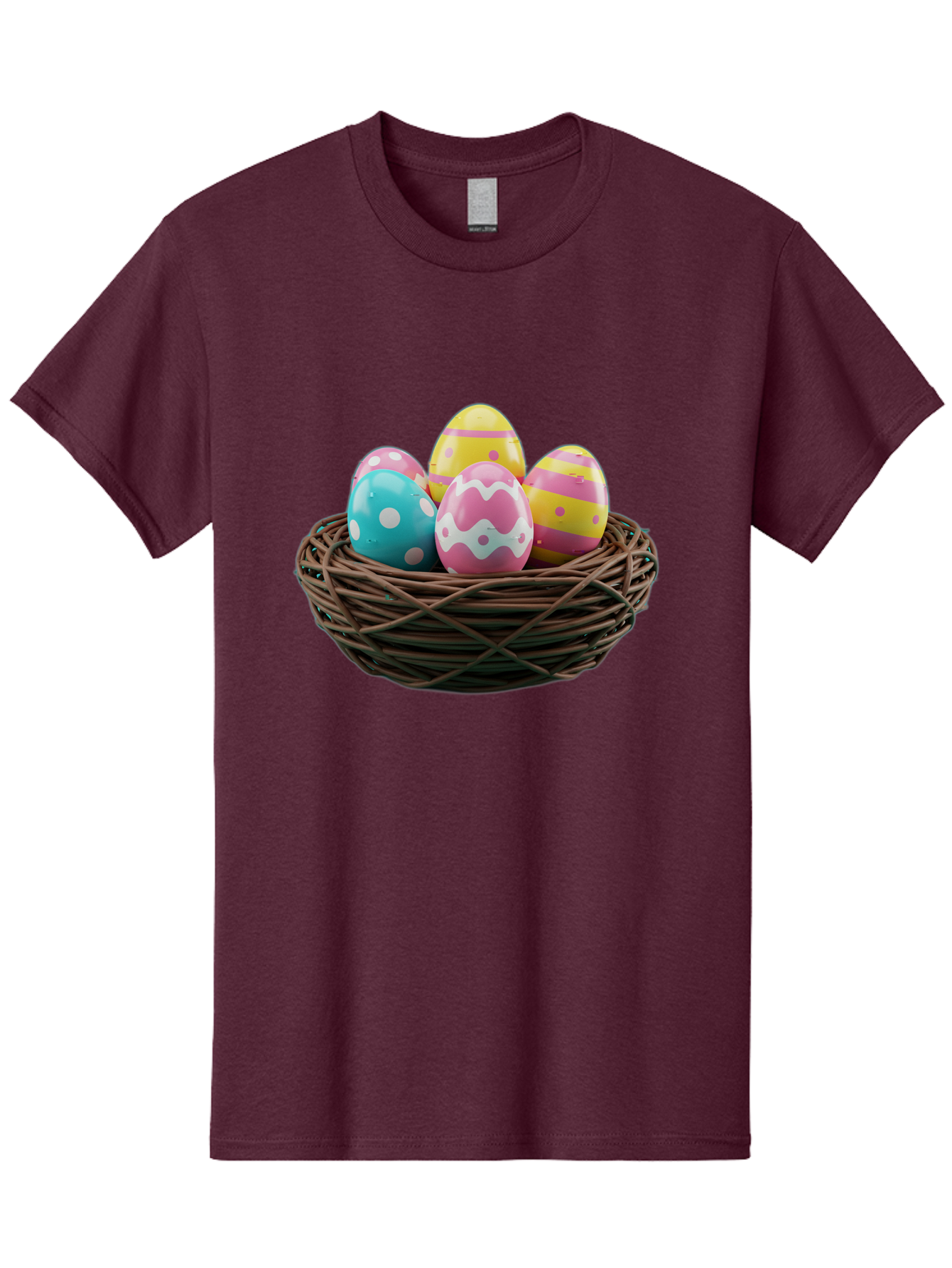 Easter-Eggs-8 Men'S Graphic Tee, 100% Cotton, Comfortable Casual Summer Wear, Machine Washable, Painted Easter Eggs, Wicker Basket, Festive Decorations, Spring Holiday, Colorful Eggs, Easter Celebration, Pastel Colors, Baa613