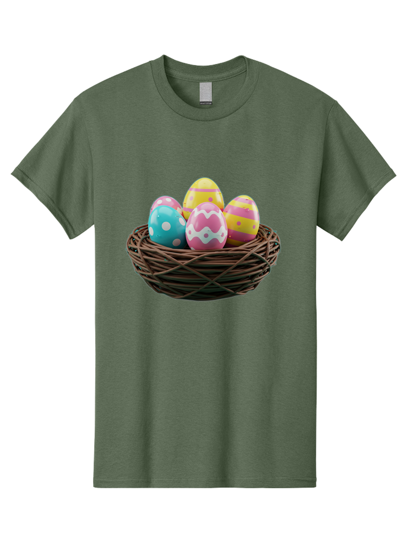 Easter-Eggs-8 Men'S Graphic Tee, 100% Cotton, Comfortable Casual Summer Wear, Machine Washable, Painted Easter Eggs, Wicker Basket, Festive Decorations, Spring Holiday, Colorful Eggs, Easter Celebration, Pastel Colors, Baa613