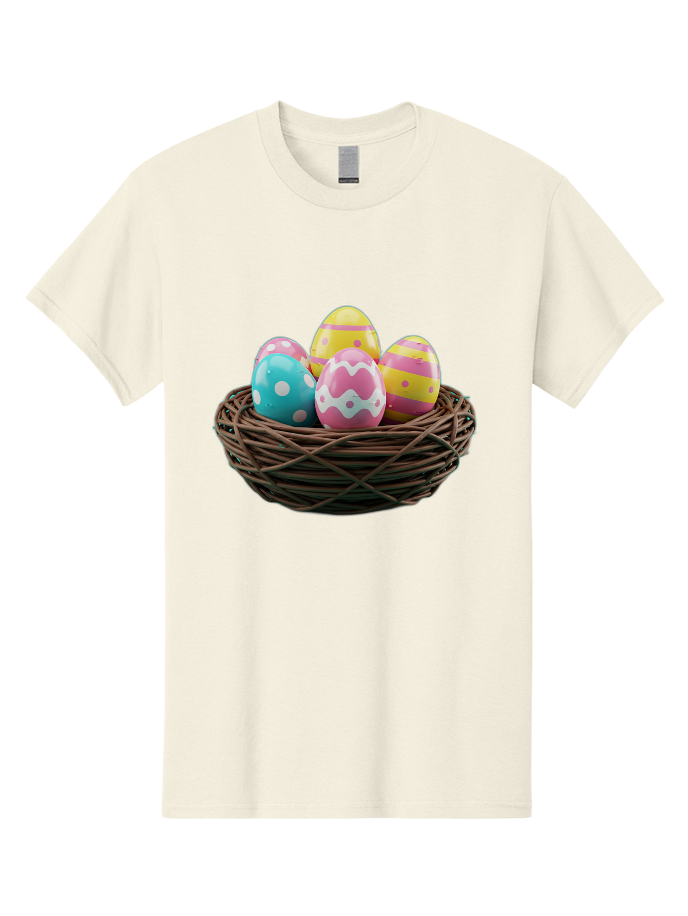Easter-Eggs-8 Men'S Graphic Tee, 100% Cotton, Comfortable Casual Summer Wear, Machine Washable, Painted Easter Eggs, Wicker Basket, Festive Decorations, Spring Holiday, Colorful Eggs, Easter Celebration, Pastel Colors, Baa613