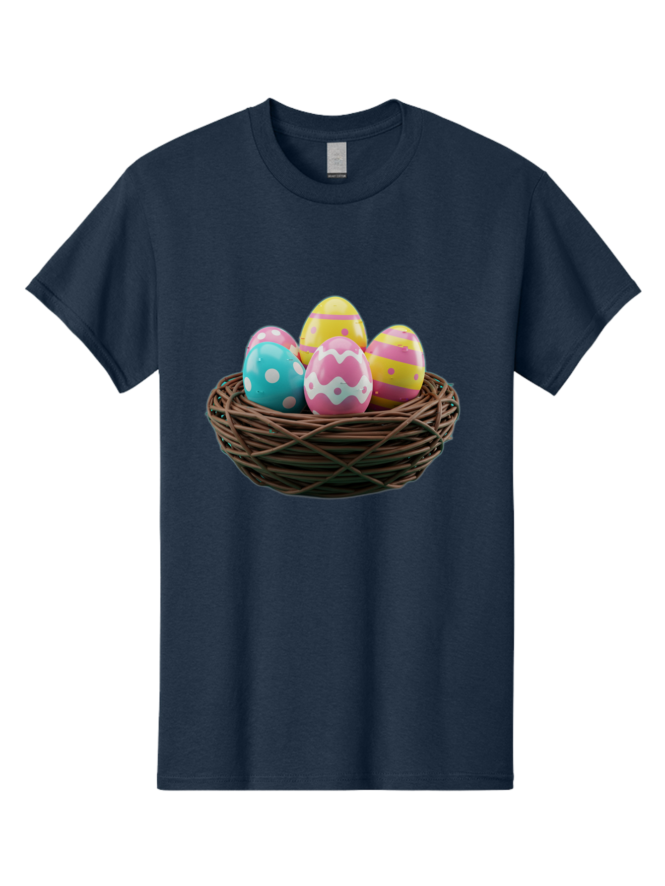 Easter-Eggs-8 Men'S Graphic Tee, 100% Cotton, Comfortable Casual Summer Wear, Machine Washable, Painted Easter Eggs, Wicker Basket, Festive Decorations, Spring Holiday, Colorful Eggs, Easter Celebration, Pastel Colors, Baa613