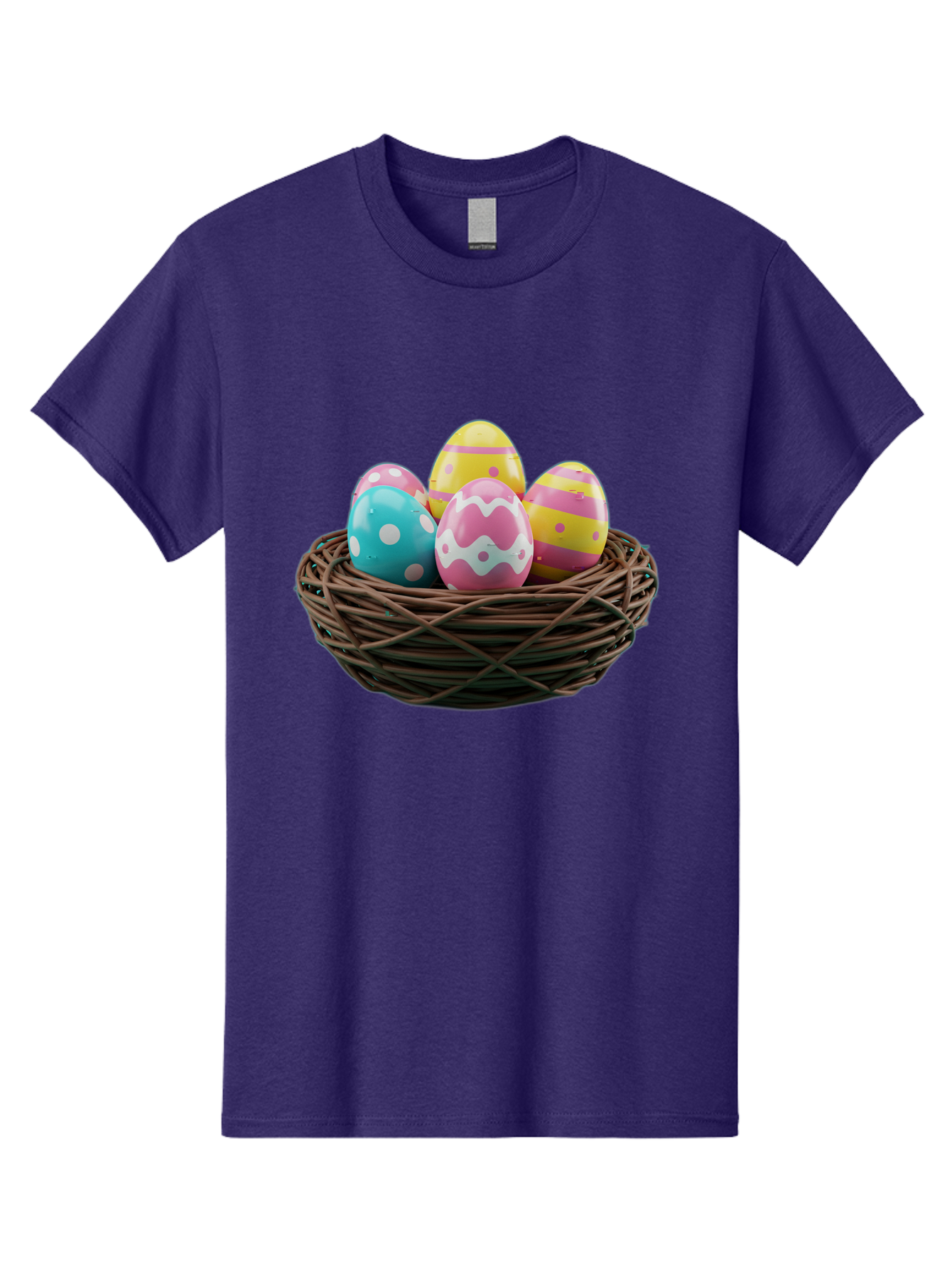 Easter-Eggs-8 Men'S Graphic Tee, 100% Cotton, Comfortable Casual Summer Wear, Machine Washable, Painted Easter Eggs, Wicker Basket, Festive Decorations, Spring Holiday, Colorful Eggs, Easter Celebration, Pastel Colors, Baa613