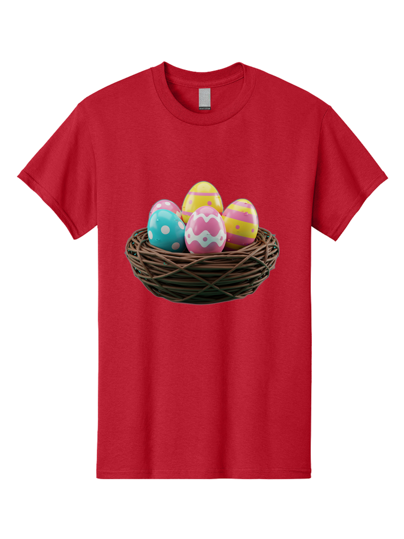Easter-Eggs-8 Men'S Graphic Tee, 100% Cotton, Comfortable Casual Summer Wear, Machine Washable, Painted Easter Eggs, Wicker Basket, Festive Decorations, Spring Holiday, Colorful Eggs, Easter Celebration, Pastel Colors, Baa613