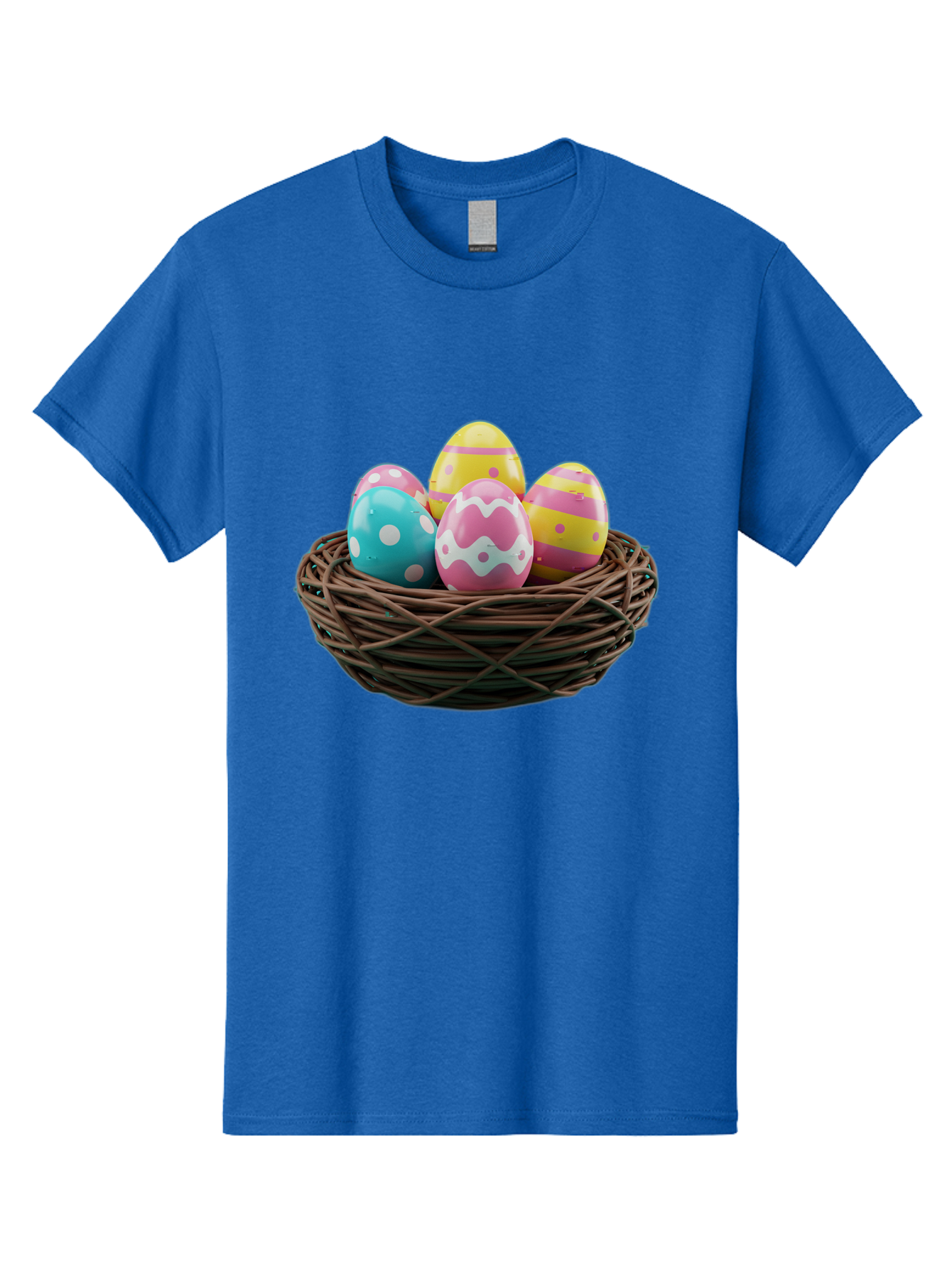 Easter-Eggs-8 Men'S Graphic Tee, 100% Cotton, Comfortable Casual Summer Wear, Machine Washable, Painted Easter Eggs, Wicker Basket, Festive Decorations, Spring Holiday, Colorful Eggs, Easter Celebration, Pastel Colors, Baa613