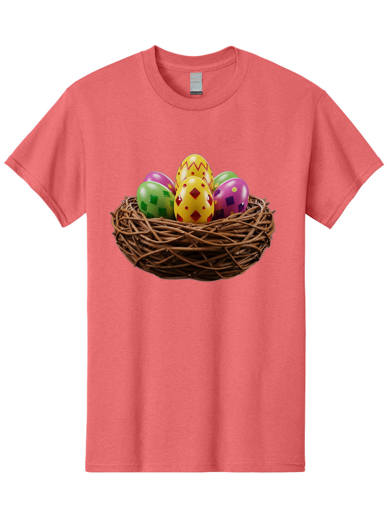 Easter-Eggs-9 Men'S Graphic Tee, 100% Cotton, Comfortable Casual Summer Wear, Machine Washable, Easter Eggs, Colorful Patterns, Diamond Shapes, Checkered Designs, Festive Decorations, Spring Holiday, Colorful Eggs, Decorative Nest Baa614