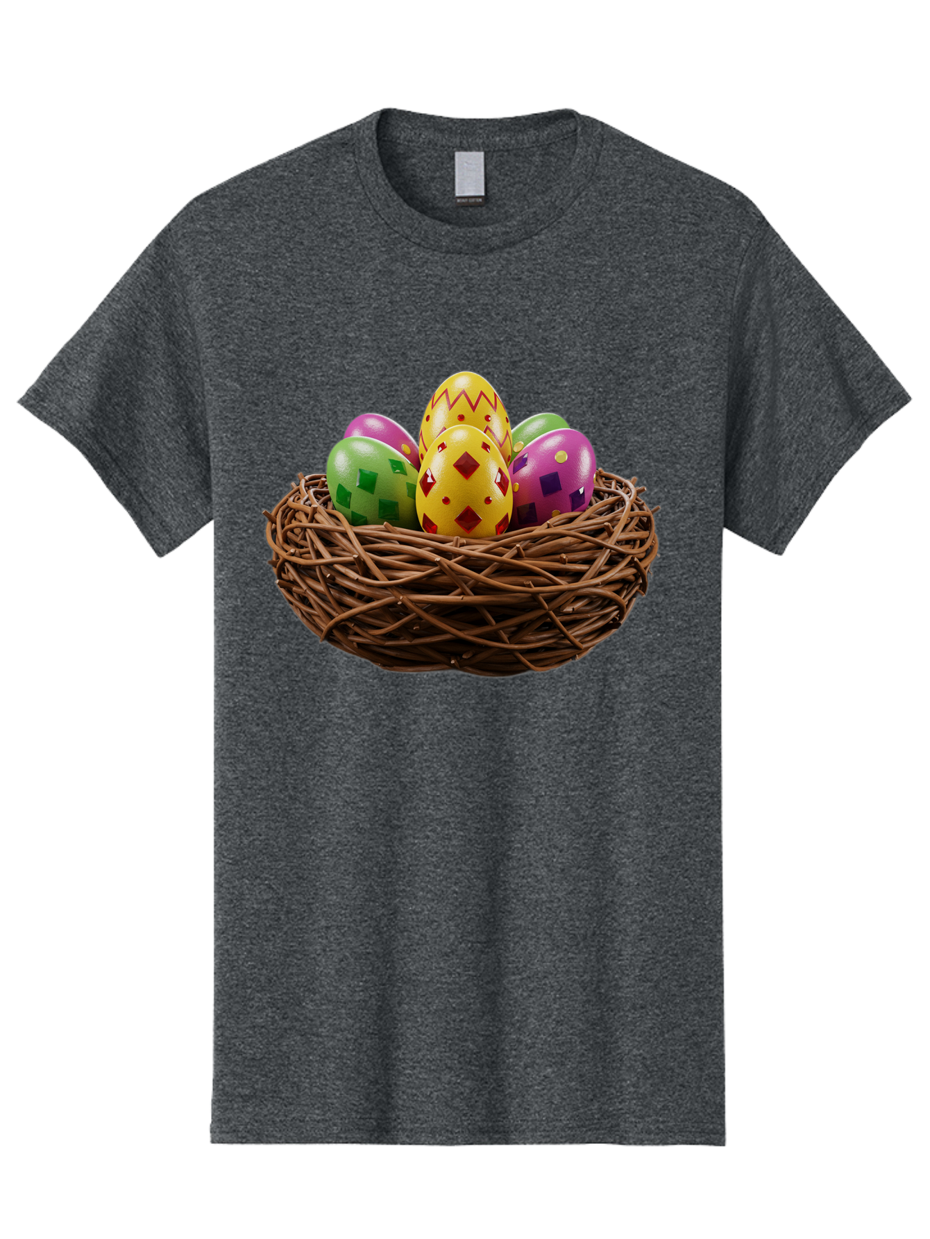 Easter-Eggs-9 Men'S Graphic Tee, 100% Cotton, Comfortable Casual Summer Wear, Machine Washable, Easter Eggs, Colorful Patterns, Diamond Shapes, Checkered Designs, Festive Decorations, Spring Holiday, Colorful Eggs, Decorative Nest Baa614