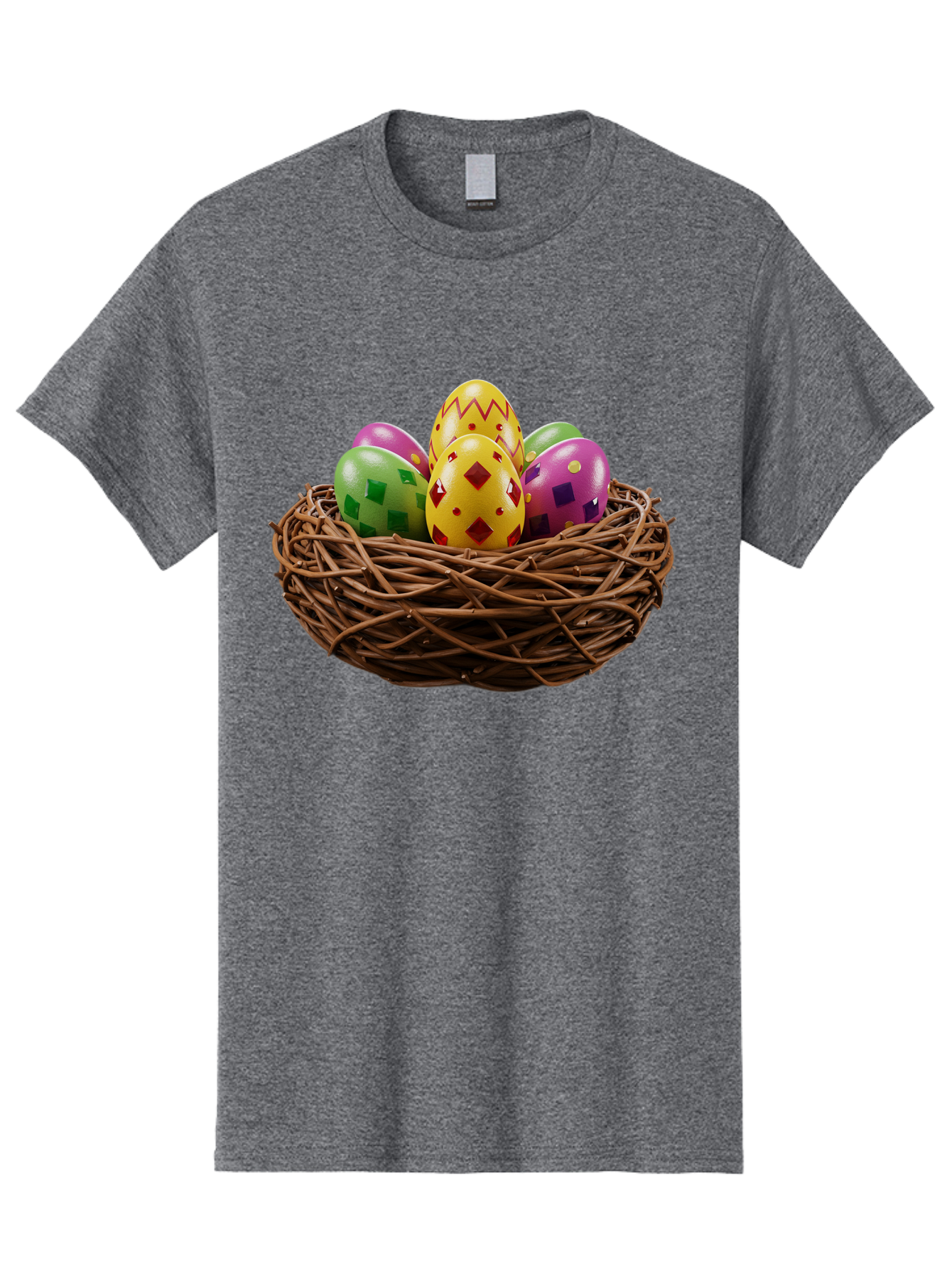 Easter-Eggs-9 Men'S Graphic Tee, 100% Cotton, Comfortable Casual Summer Wear, Machine Washable, Easter Eggs, Colorful Patterns, Diamond Shapes, Checkered Designs, Festive Decorations, Spring Holiday, Colorful Eggs, Decorative Nest Baa614