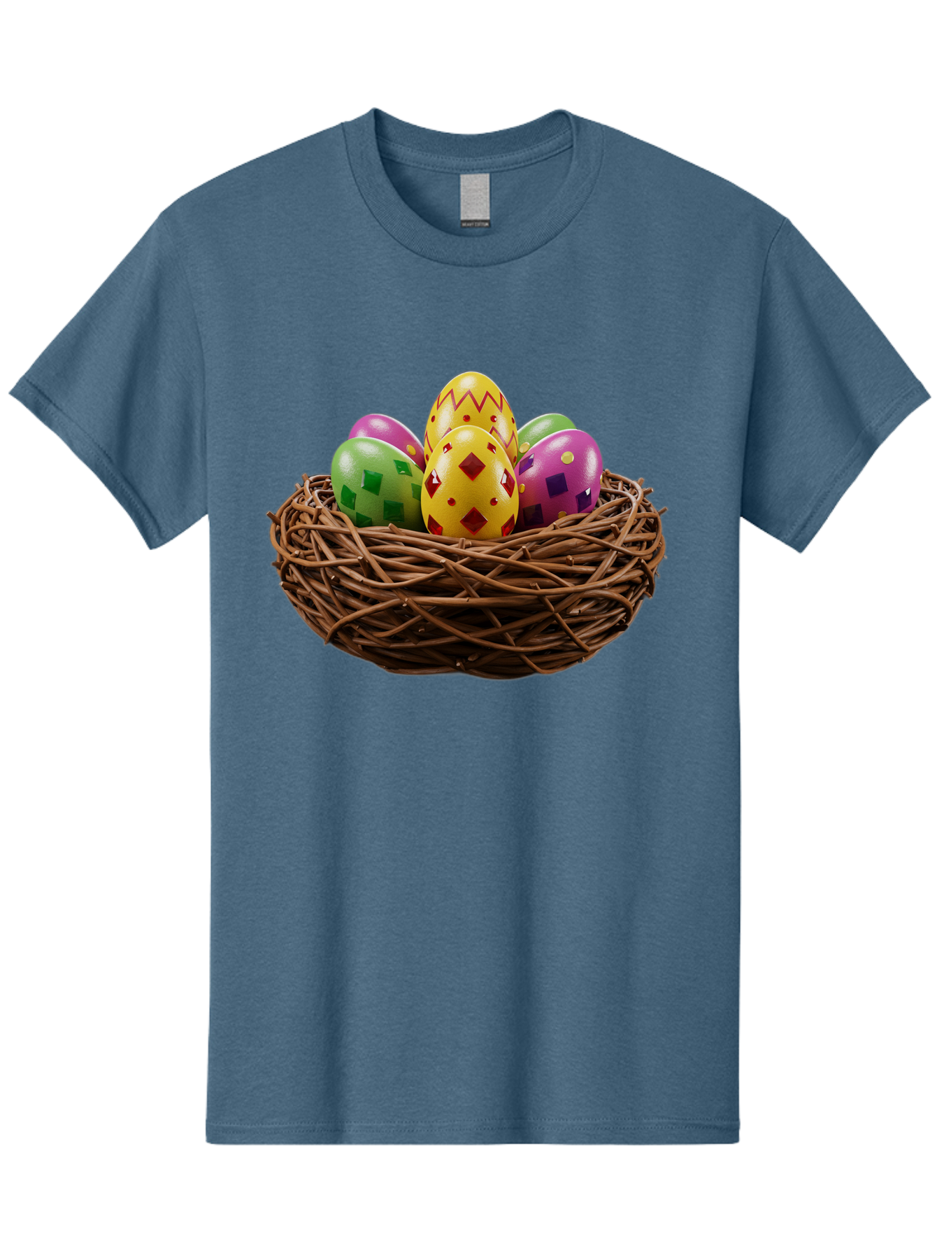 Easter-Eggs-9 Men'S Graphic Tee, 100% Cotton, Comfortable Casual Summer Wear, Machine Washable, Easter Eggs, Colorful Patterns, Diamond Shapes, Checkered Designs, Festive Decorations, Spring Holiday, Colorful Eggs, Decorative Nest Baa614