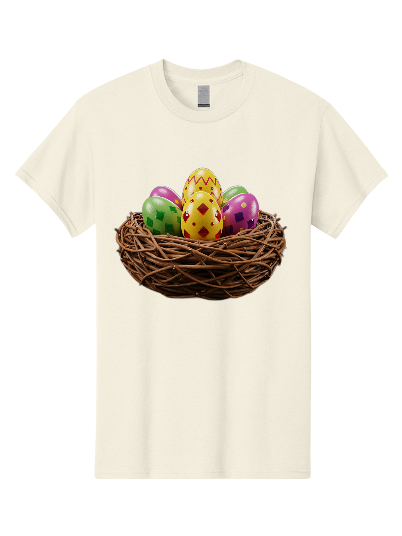 Easter-Eggs-9 Men'S Graphic Tee, 100% Cotton, Comfortable Casual Summer Wear, Machine Washable, Easter Eggs, Colorful Patterns, Diamond Shapes, Checkered Designs, Festive Decorations, Spring Holiday, Colorful Eggs, Decorative Nest Baa614