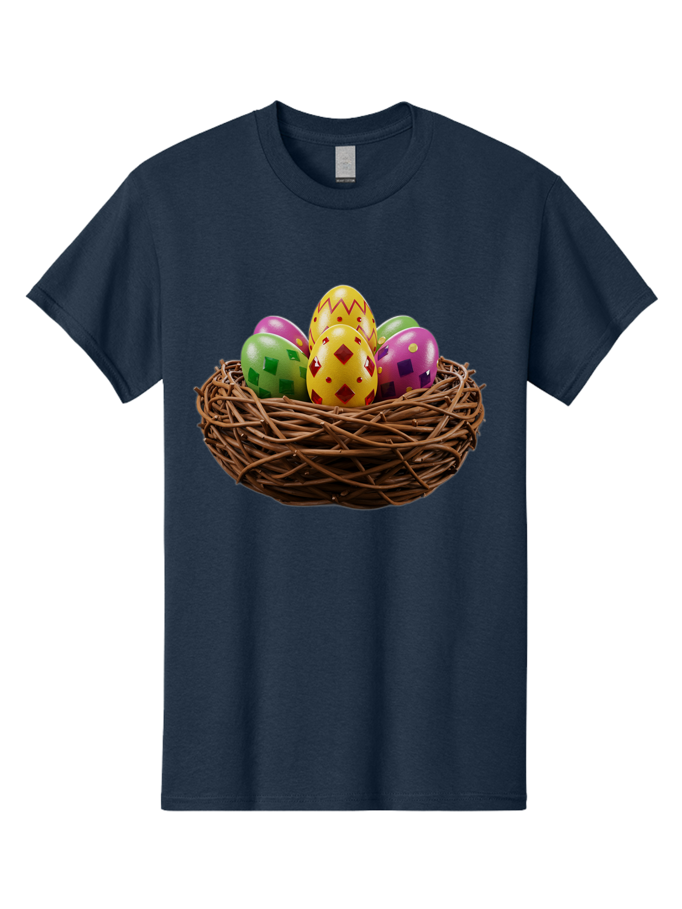 Easter-Eggs-9 Men'S Graphic Tee, 100% Cotton, Comfortable Casual Summer Wear, Machine Washable, Easter Eggs, Colorful Patterns, Diamond Shapes, Checkered Designs, Festive Decorations, Spring Holiday, Colorful Eggs, Decorative Nest Baa614