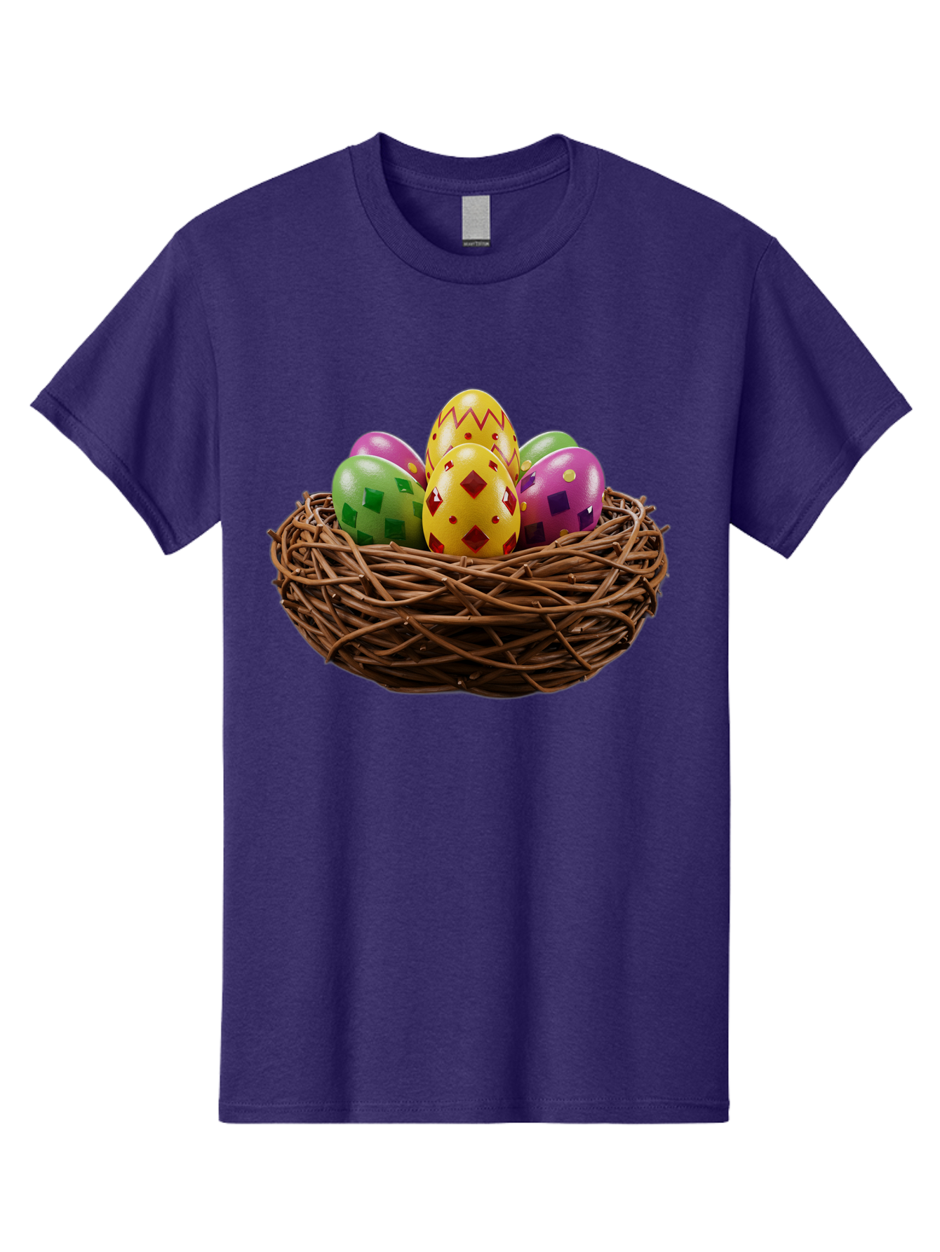 Easter-Eggs-9 Men'S Graphic Tee, 100% Cotton, Comfortable Casual Summer Wear, Machine Washable, Easter Eggs, Colorful Patterns, Diamond Shapes, Checkered Designs, Festive Decorations, Spring Holiday, Colorful Eggs, Decorative Nest Baa614