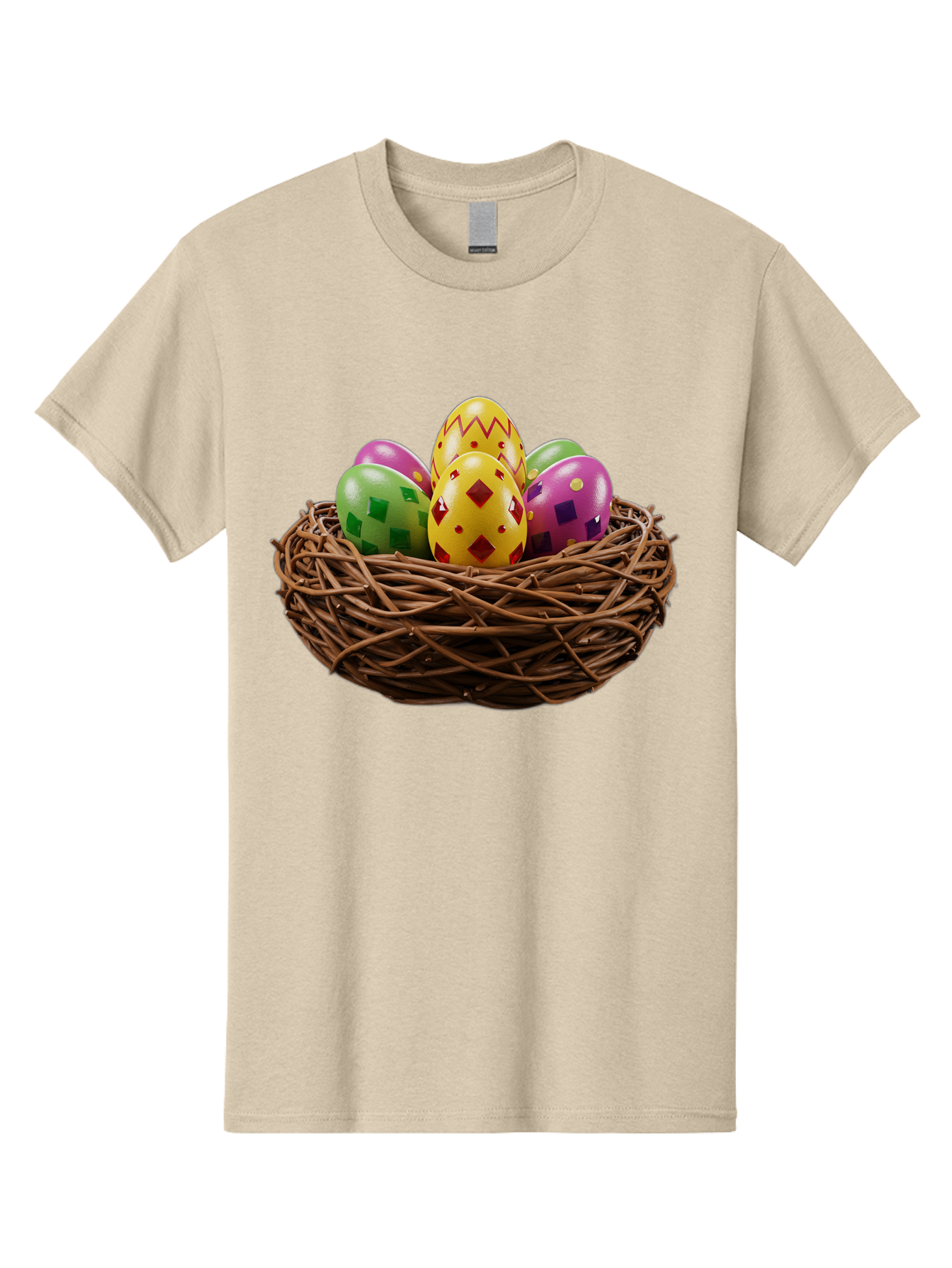 Easter-Eggs-9 Men'S Graphic Tee, 100% Cotton, Comfortable Casual Summer Wear, Machine Washable, Easter Eggs, Colorful Patterns, Diamond Shapes, Checkered Designs, Festive Decorations, Spring Holiday, Colorful Eggs, Decorative Nest Baa614