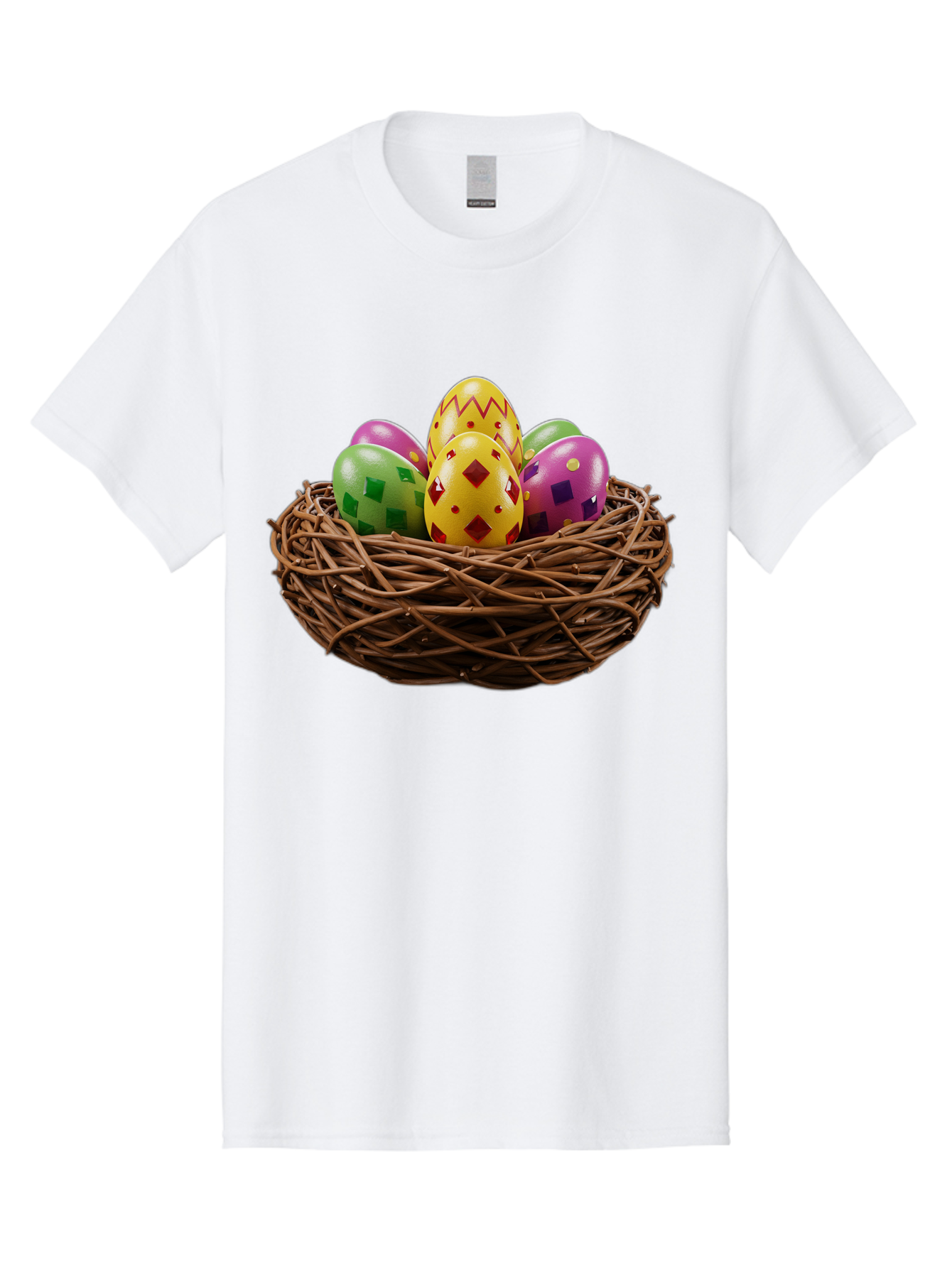 Easter-Eggs-9 Men'S Graphic Tee, 100% Cotton, Comfortable Casual Summer Wear, Machine Washable, Easter Eggs, Colorful Patterns, Diamond Shapes, Checkered Designs, Festive Decorations, Spring Holiday, Colorful Eggs, Decorative Nest Baa614