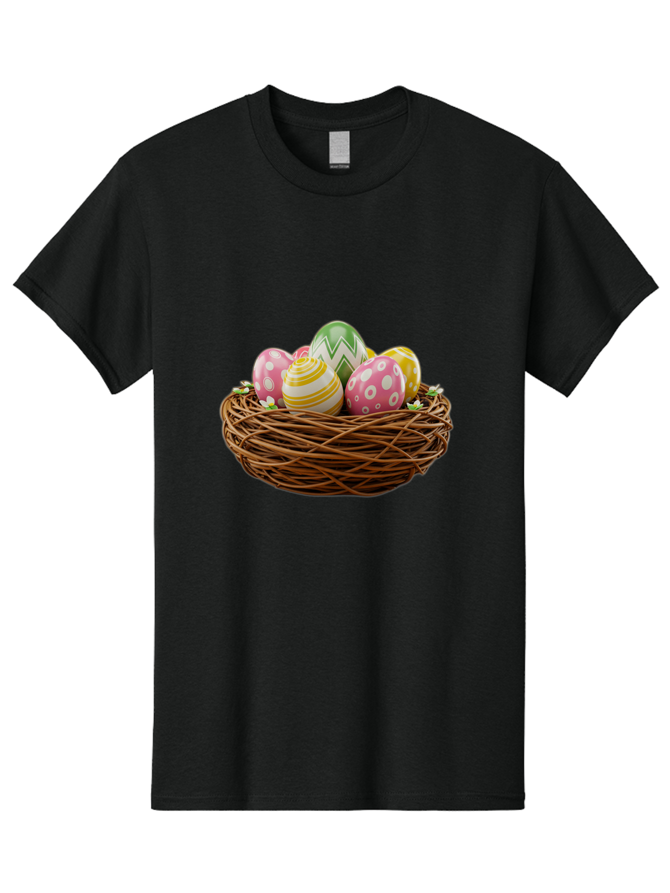 Easter-Eggs-In-Basket-1 Men'S Graphic Tee, 100% Cotton, Comfortable Casual Summer Wear, Machine Washable, Easter Eggs In A Nest, Decorative Eggs, Spring Holiday, Twig Nest, Colorful Eggs, Easter Decorations, Festive Easter Eggs, Egg Hunt, Baa615