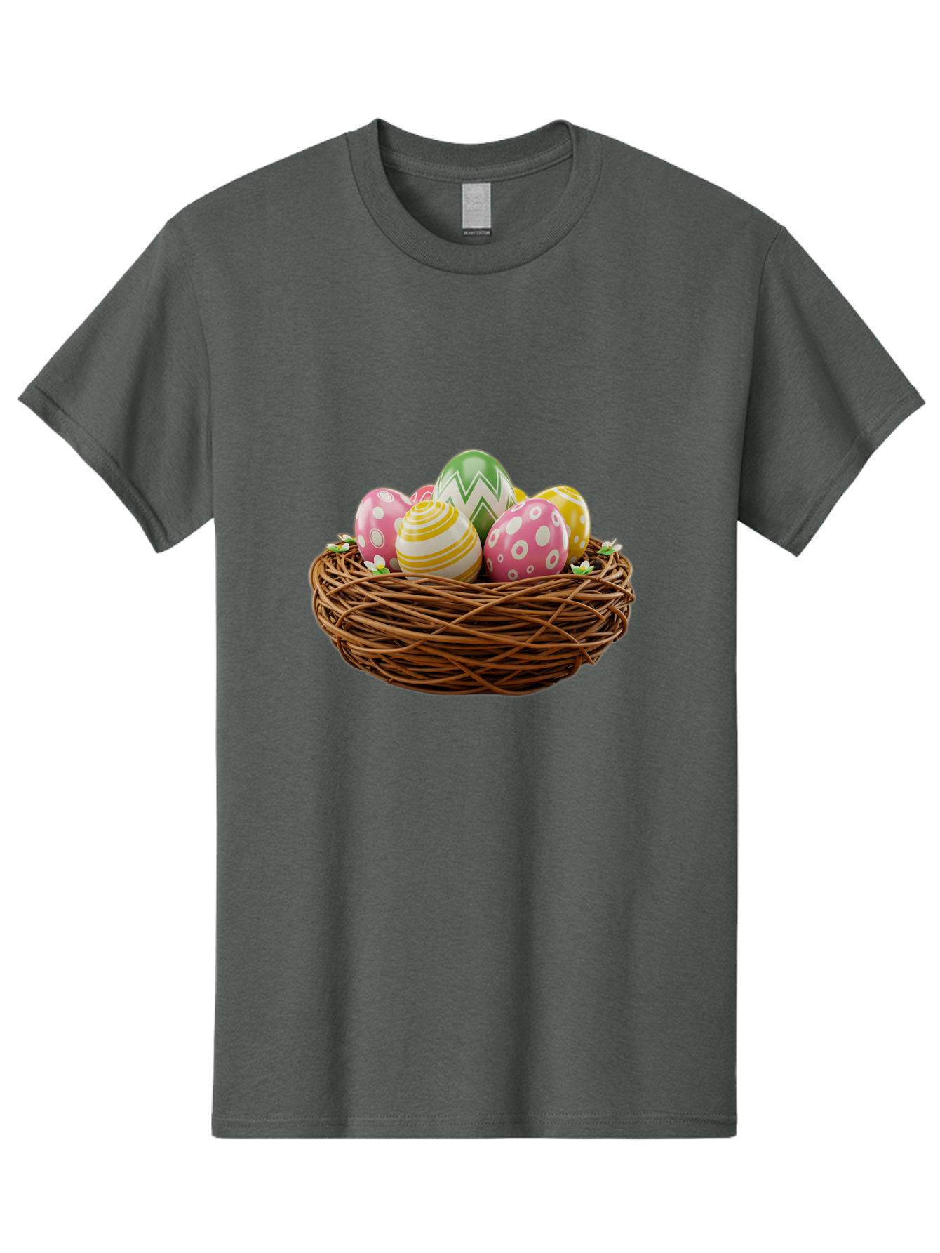 Easter-Eggs-In-Basket-1 Men'S Graphic Tee, 100% Cotton, Comfortable Casual Summer Wear, Machine Washable, Easter Eggs In A Nest, Decorative Eggs, Spring Holiday, Twig Nest, Colorful Eggs, Easter Decorations, Festive Easter Eggs, Egg Hunt, Baa615