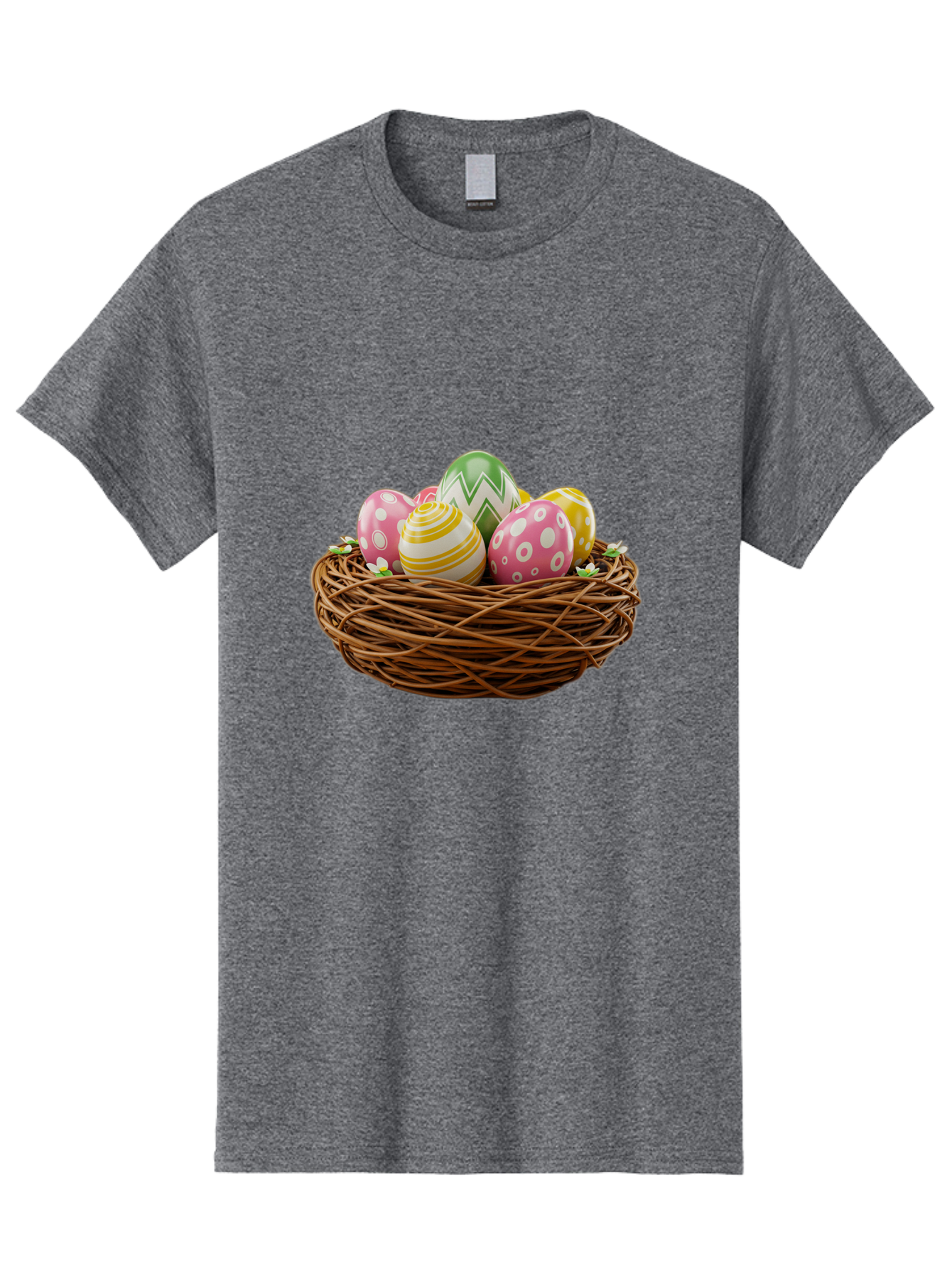 Easter-Eggs-In-Basket-1 Men'S Graphic Tee, 100% Cotton, Comfortable Casual Summer Wear, Machine Washable, Easter Eggs In A Nest, Decorative Eggs, Spring Holiday, Twig Nest, Colorful Eggs, Easter Decorations, Festive Easter Eggs, Egg Hunt, Baa615