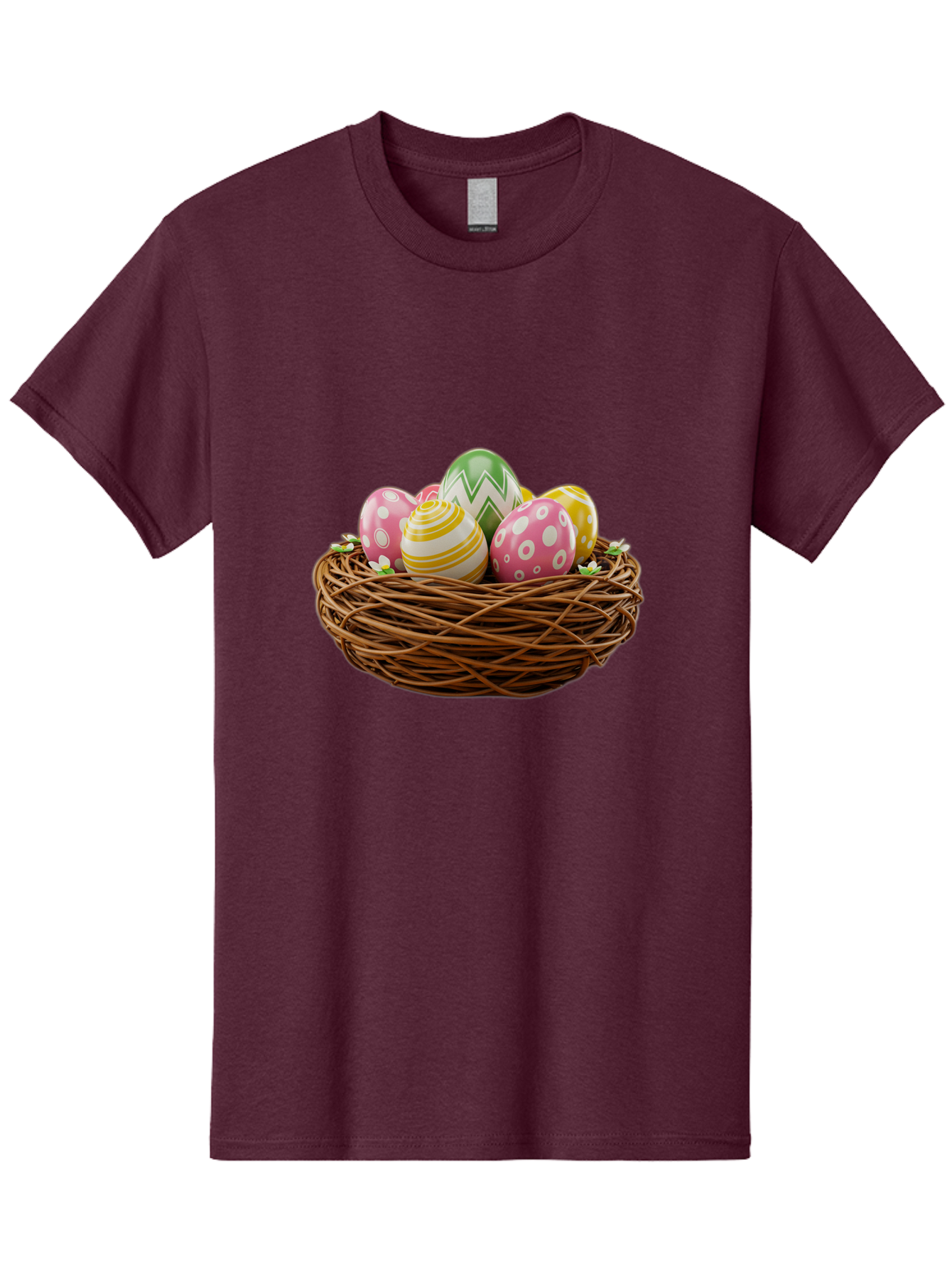 Easter-Eggs-In-Basket-1 Men'S Graphic Tee, 100% Cotton, Comfortable Casual Summer Wear, Machine Washable, Easter Eggs In A Nest, Decorative Eggs, Spring Holiday, Twig Nest, Colorful Eggs, Easter Decorations, Festive Easter Eggs, Egg Hunt, Baa615