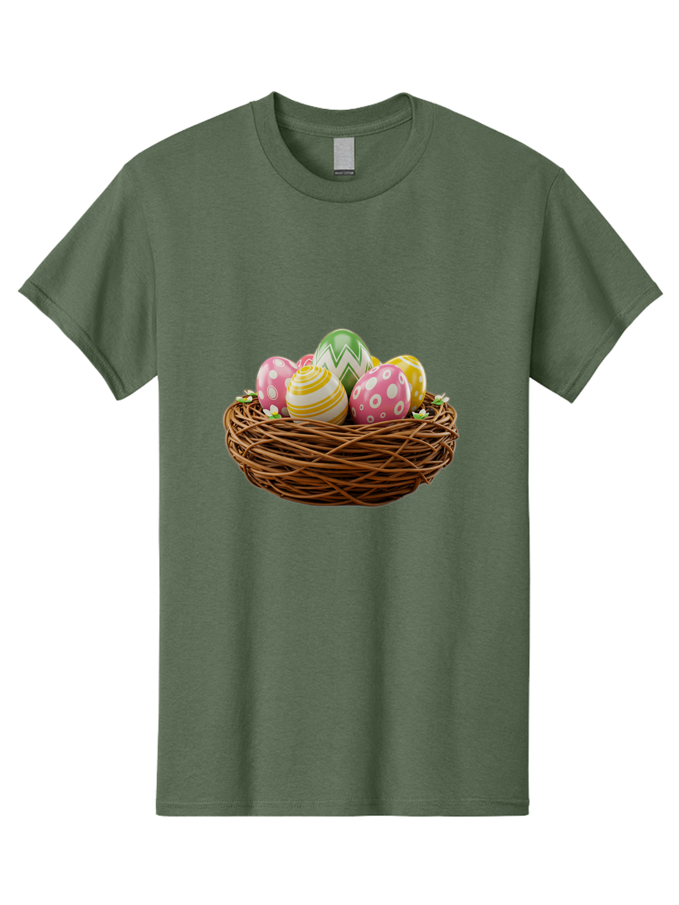 Easter-Eggs-In-Basket-1 Men'S Graphic Tee, 100% Cotton, Comfortable Casual Summer Wear, Machine Washable, Easter Eggs In A Nest, Decorative Eggs, Spring Holiday, Twig Nest, Colorful Eggs, Easter Decorations, Festive Easter Eggs, Egg Hunt, Baa615