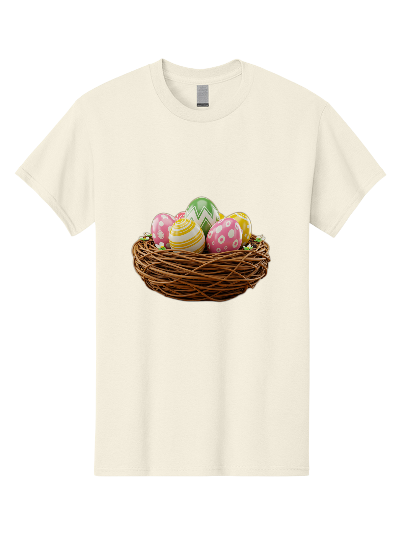 Easter-Eggs-In-Basket-1 Men'S Graphic Tee, 100% Cotton, Comfortable Casual Summer Wear, Machine Washable, Easter Eggs In A Nest, Decorative Eggs, Spring Holiday, Twig Nest, Colorful Eggs, Easter Decorations, Festive Easter Eggs, Egg Hunt, Baa615