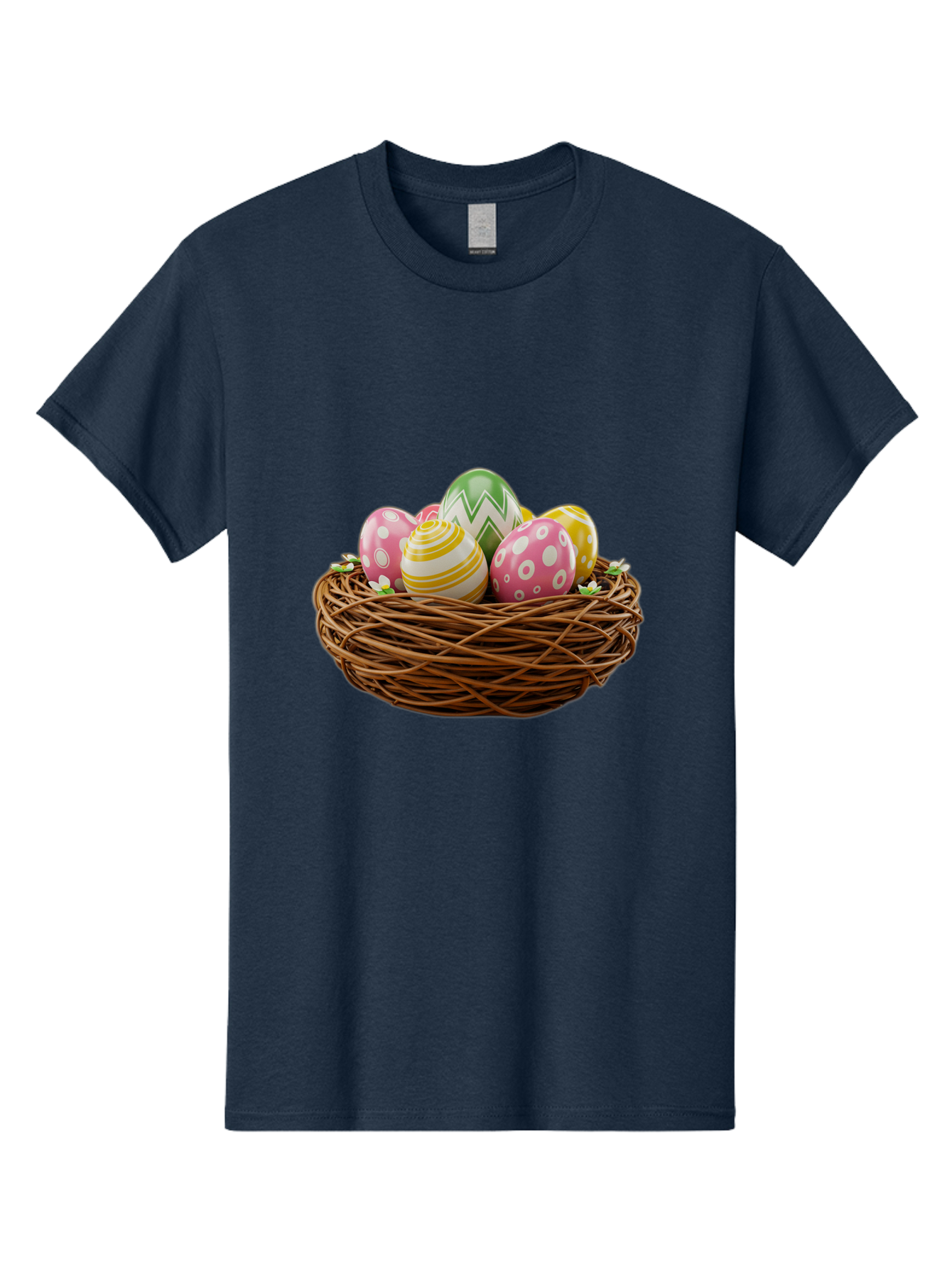 Easter-Eggs-In-Basket-1 Men'S Graphic Tee, 100% Cotton, Comfortable Casual Summer Wear, Machine Washable, Easter Eggs In A Nest, Decorative Eggs, Spring Holiday, Twig Nest, Colorful Eggs, Easter Decorations, Festive Easter Eggs, Egg Hunt, Baa615