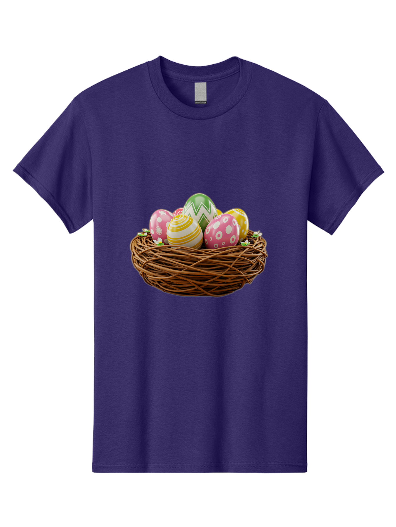 Easter-Eggs-In-Basket-1 Men'S Graphic Tee, 100% Cotton, Comfortable Casual Summer Wear, Machine Washable, Easter Eggs In A Nest, Decorative Eggs, Spring Holiday, Twig Nest, Colorful Eggs, Easter Decorations, Festive Easter Eggs, Egg Hunt, Baa615