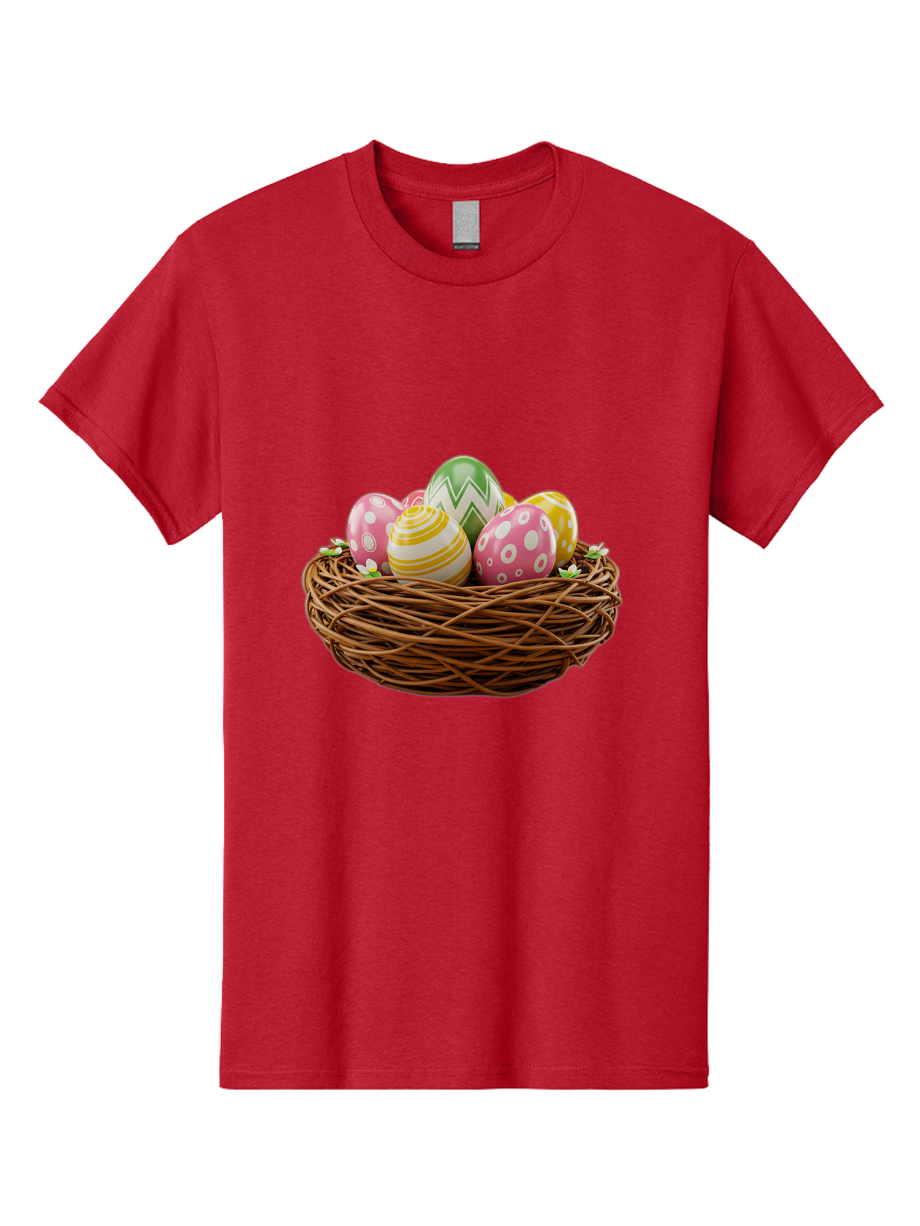 Easter-Eggs-In-Basket-1 Men'S Graphic Tee, 100% Cotton, Comfortable Casual Summer Wear, Machine Washable, Easter Eggs In A Nest, Decorative Eggs, Spring Holiday, Twig Nest, Colorful Eggs, Easter Decorations, Festive Easter Eggs, Egg Hunt, Baa615